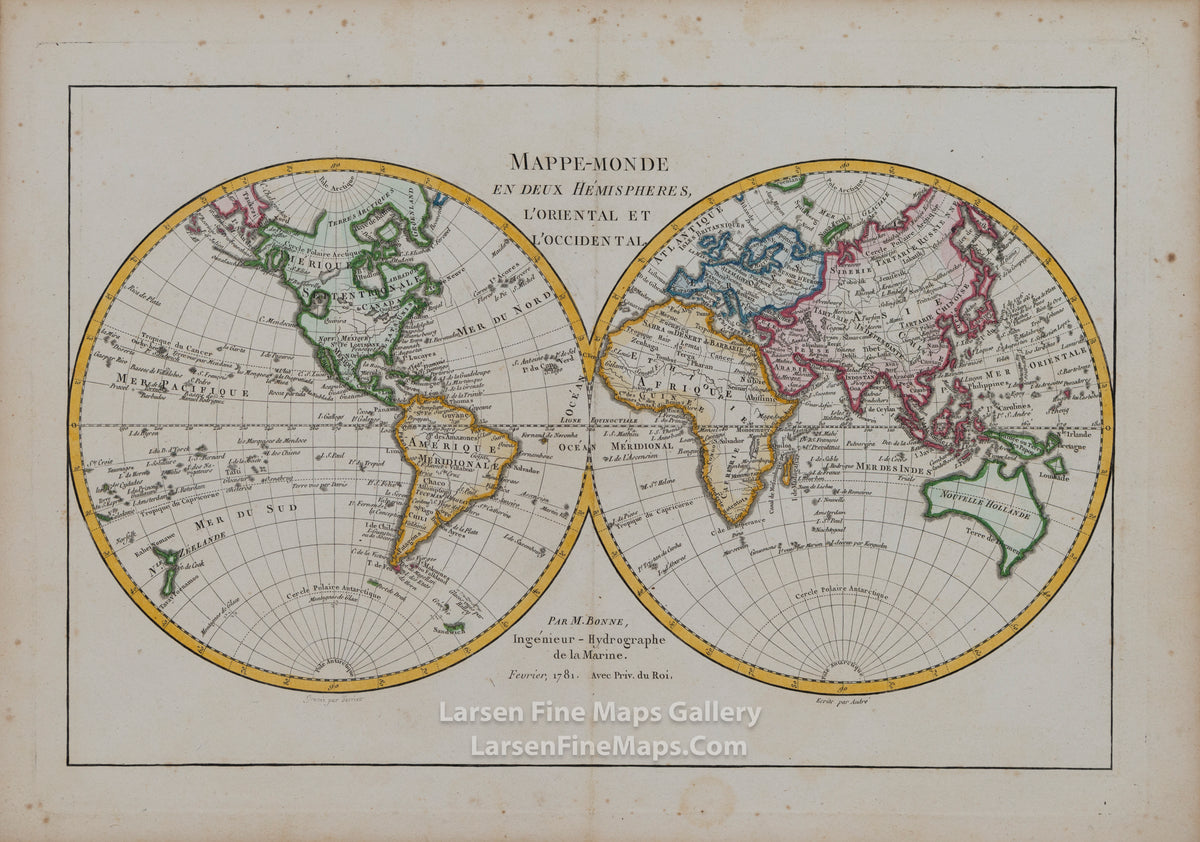 Mappe-Monde En Deux Hemispheres, L'Oriental Et L'Occidental