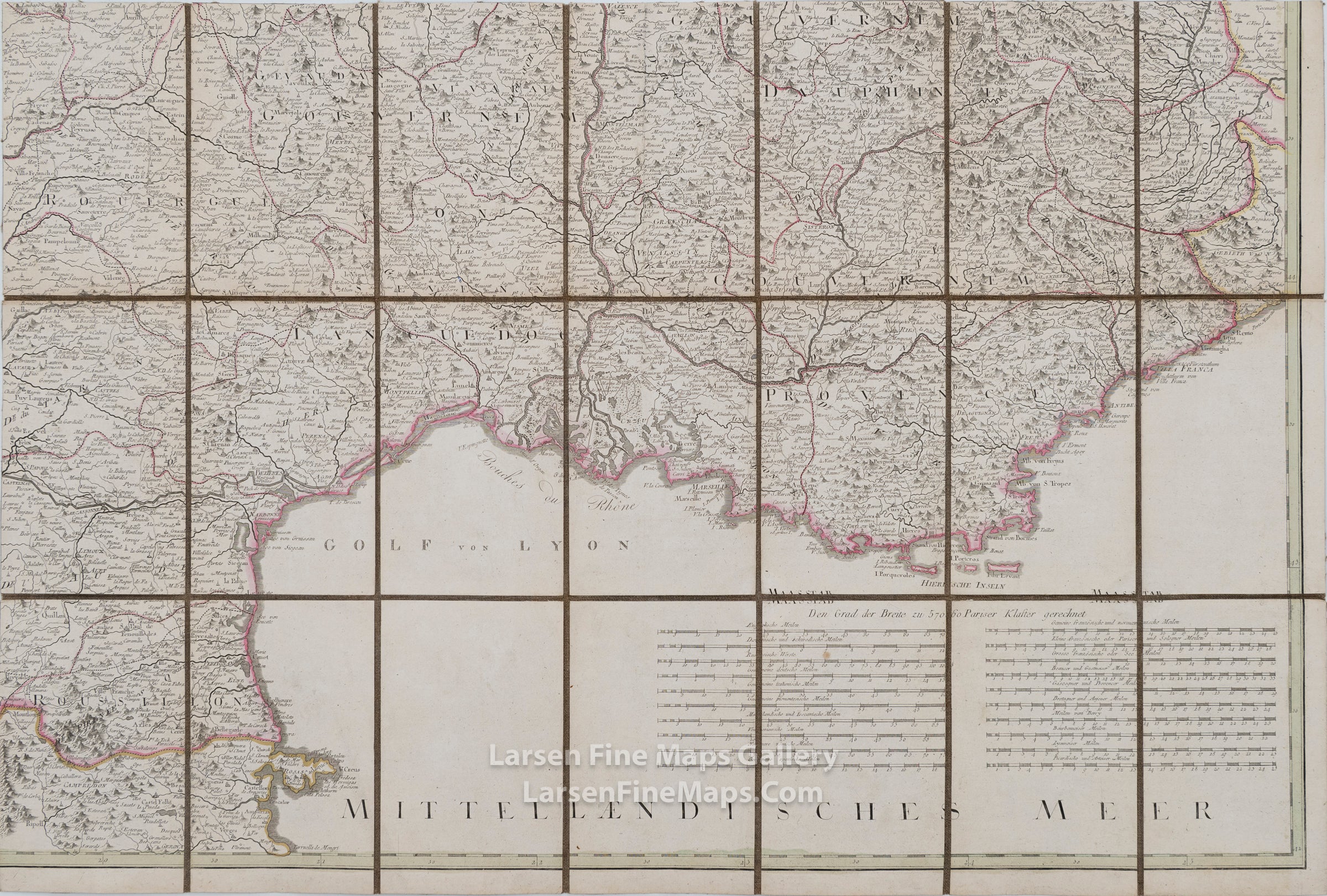 Neueste General Karte von Frankreich, Antique Map of France, Franz Anton Schraembl, example-5