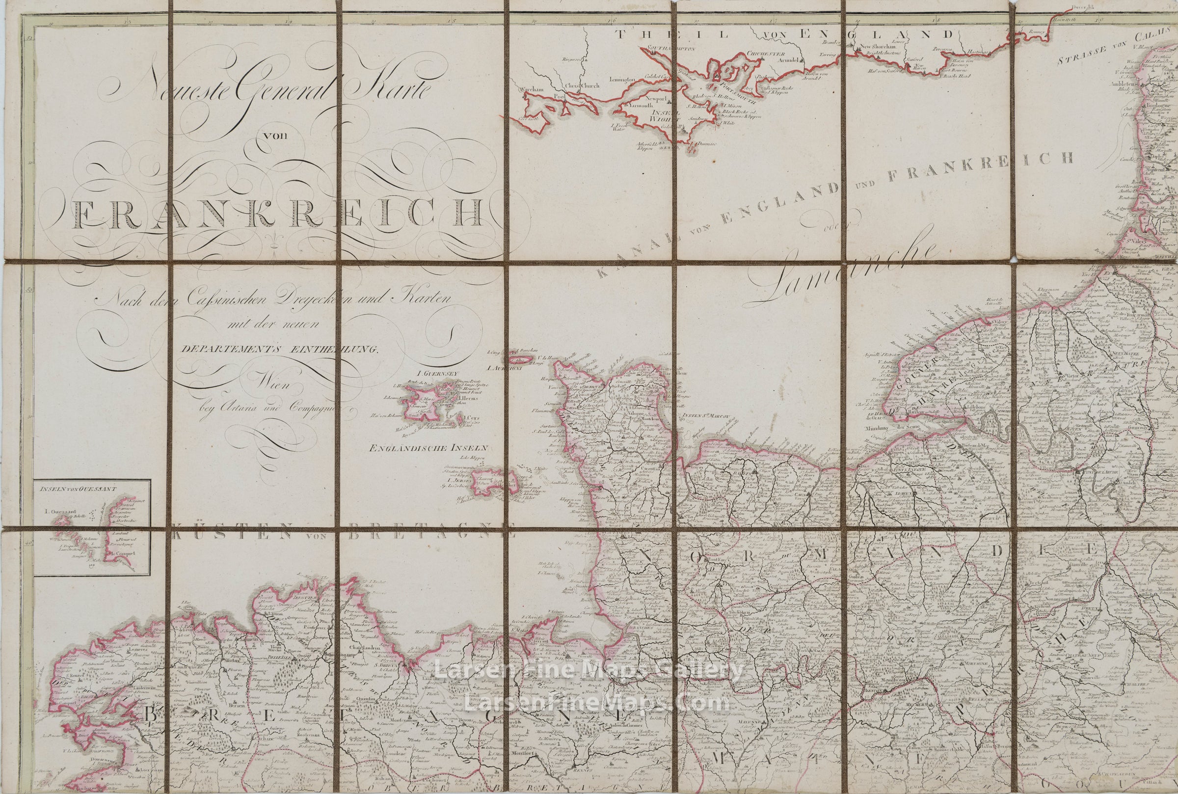 Neueste General Karte von Frankreich, Antique Map of France, Franz Anton Schraembl, example-6