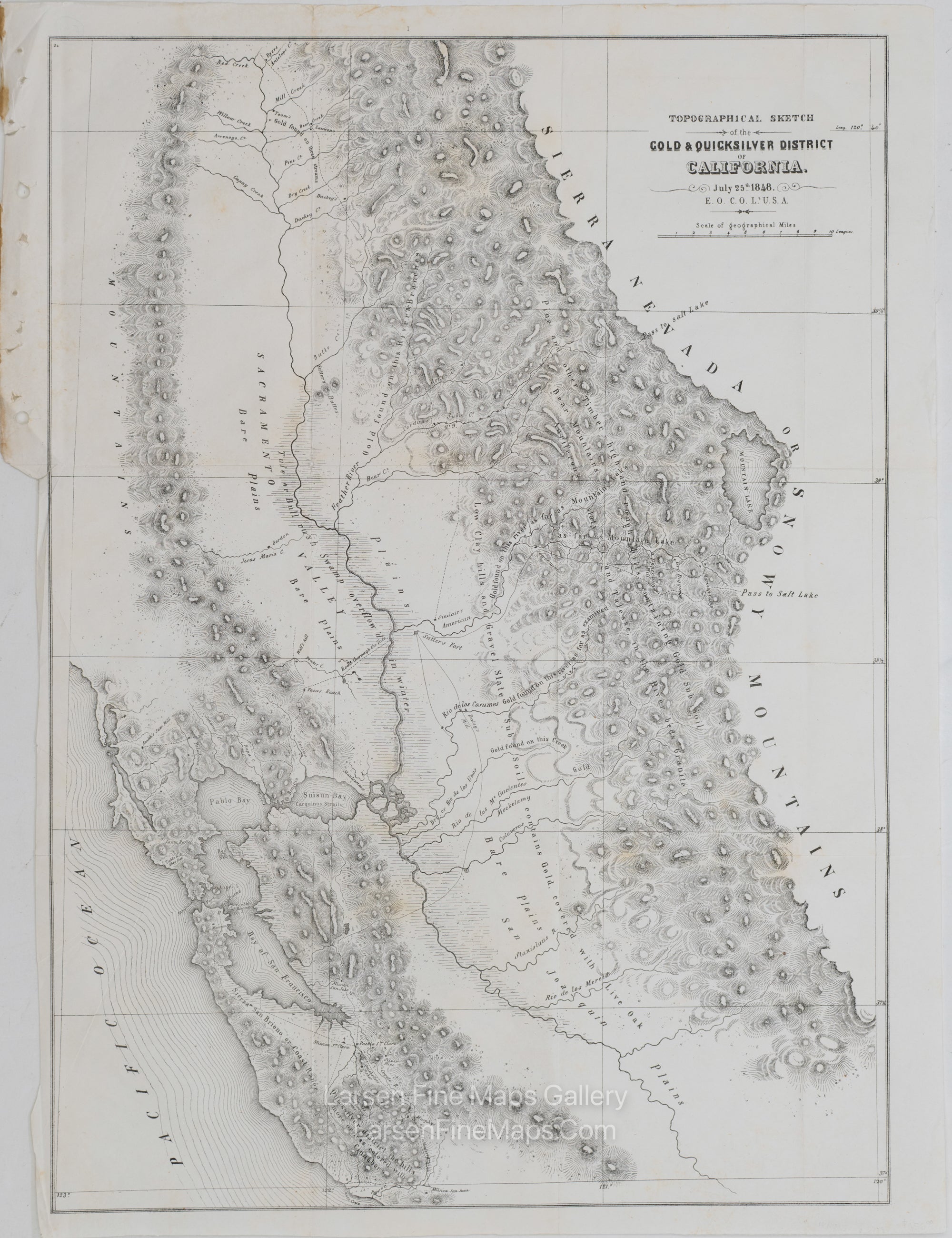 Topographical Sketch of the Gold & Quicksilver District of California. July 25th 1848