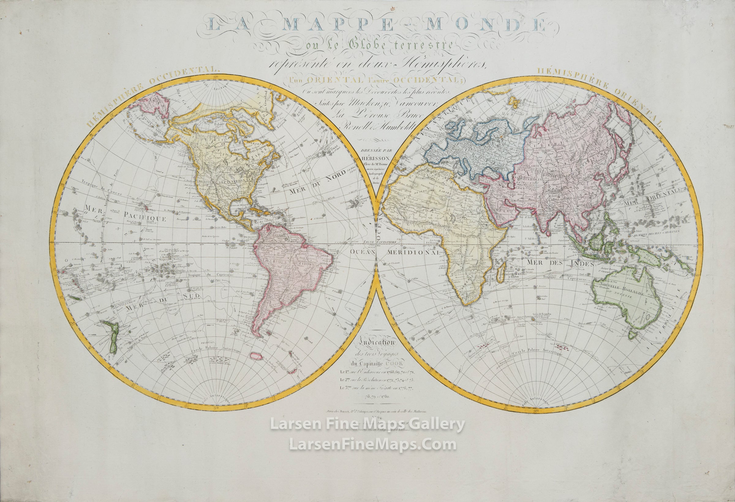 La Mappe-Monde ou le Globe Terrestre Représenté en deux Hémisphères, Eustache Hérisson, Basset