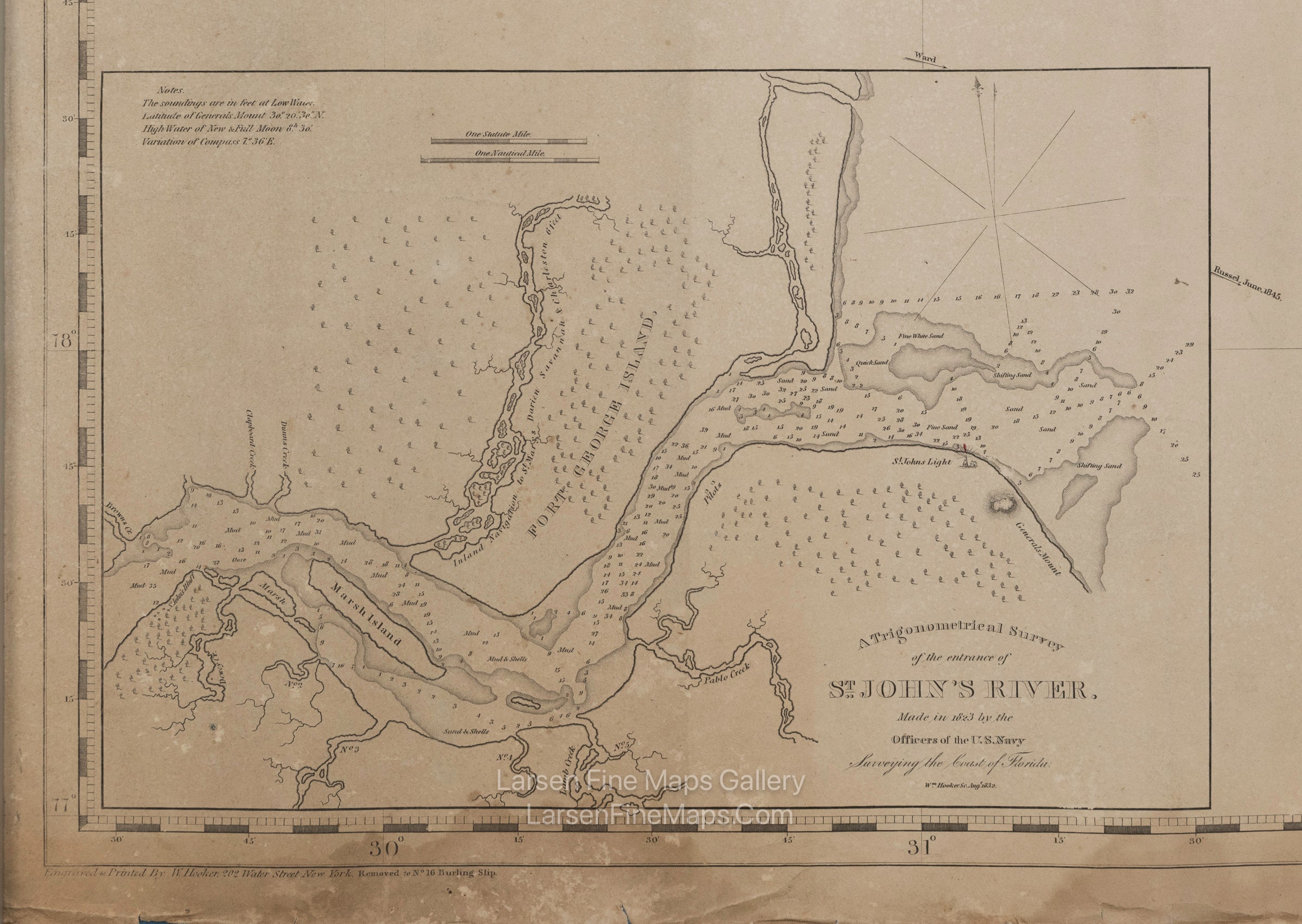Southeast Coast of United States Sea Chart, Charleston Harbour. Entrance to St. John's River, E. & G. W. Blunt. Edmund & George William Blunt, example-2
