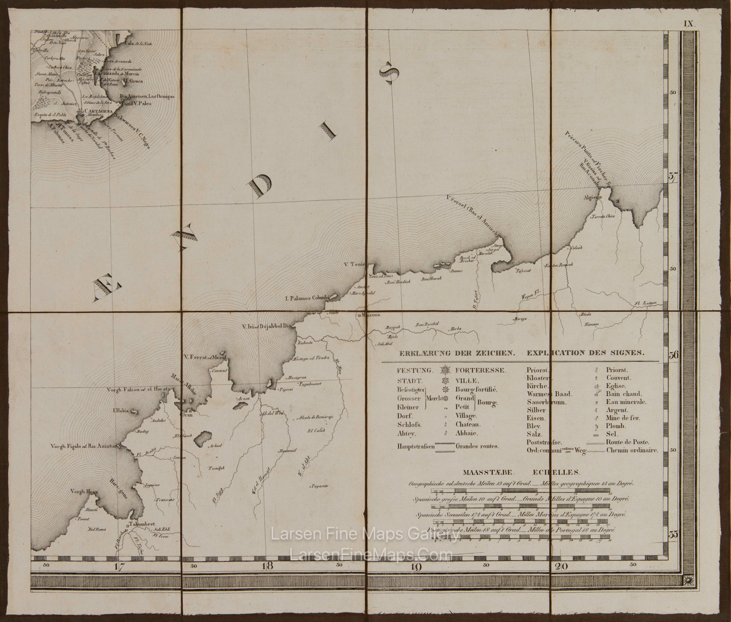 Spanien und Portugal nach den neuesten astronomischen Ortsbestimmungen, nach dem, Atlas Thomas Lopez. Espagne et Portugal, d'apres les dernieres Observations Astronomiques, les nouvelles Cartes Espagnoles gravées ou manuscrites, et l'Atlas de Thomas Lopez