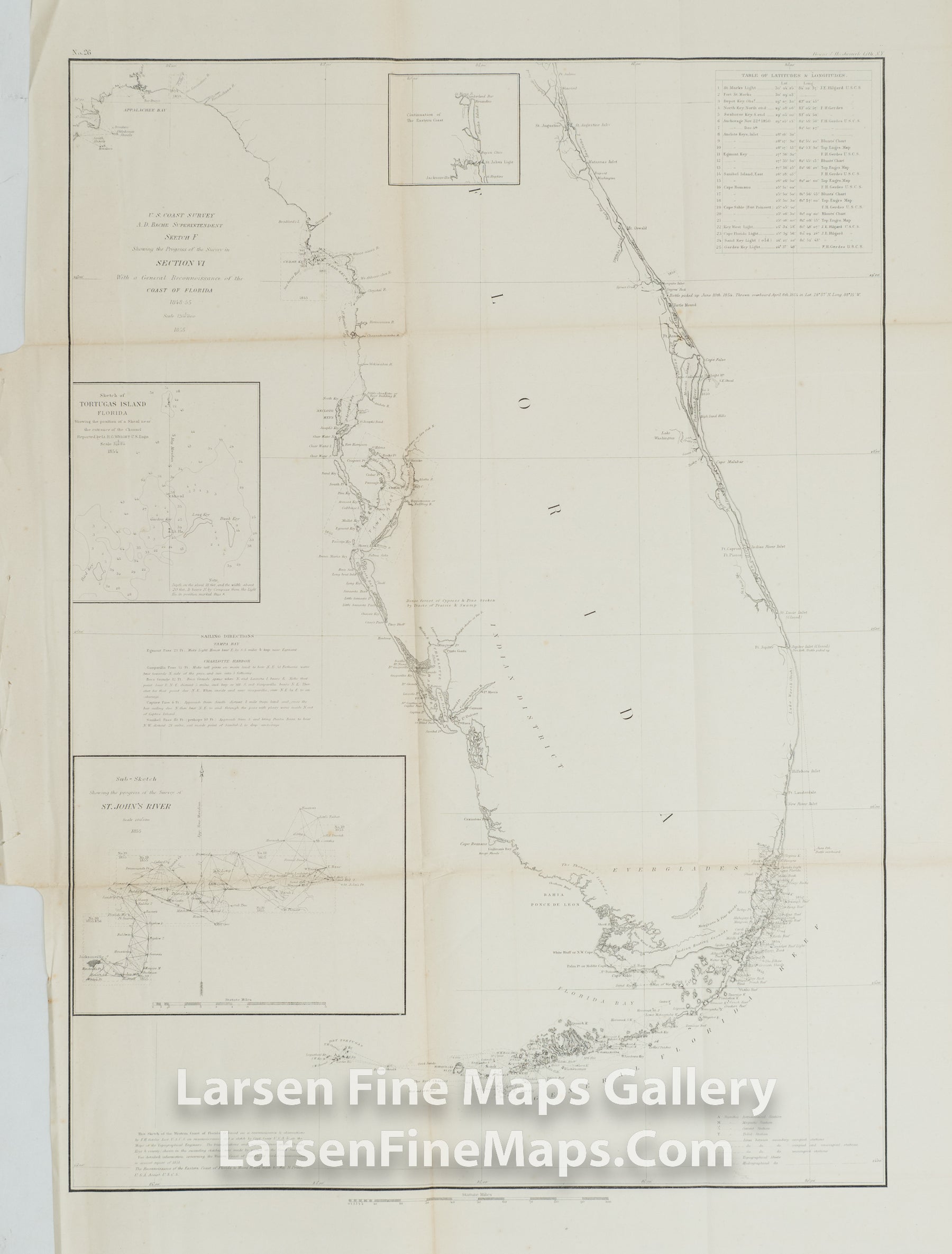 Sketch F Showing the Progress of the Survey in Section No. VI With a General Reconnaissance of the Coast of Florida 1848-55 U.S. Coast Survey