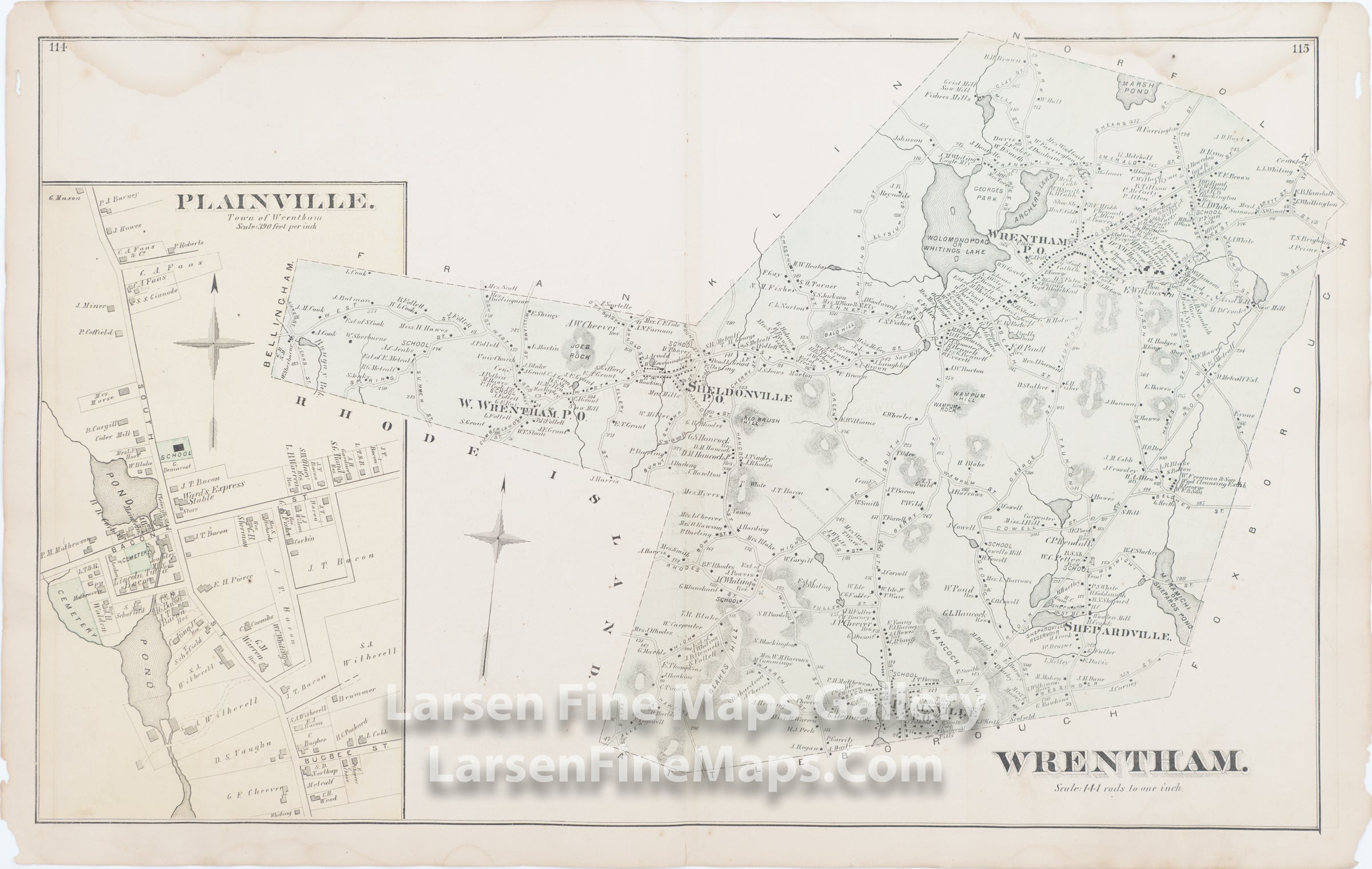 Wrentham, Plainville, Sheldonville, Bellingham, Caryville, Comstock Cline, Edward Busch