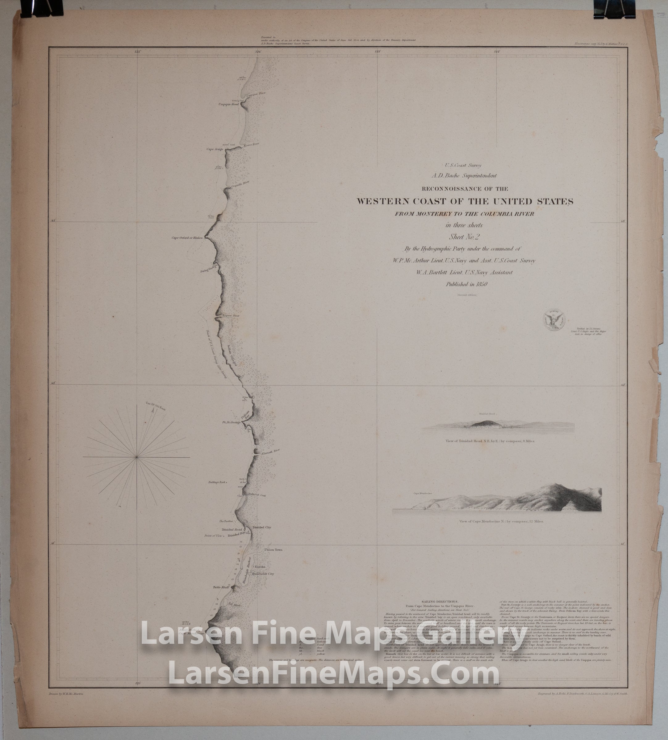 Reconnaissance of the Western Coast of The United States From Monterey to the Columbia River in three sheets, sheet two