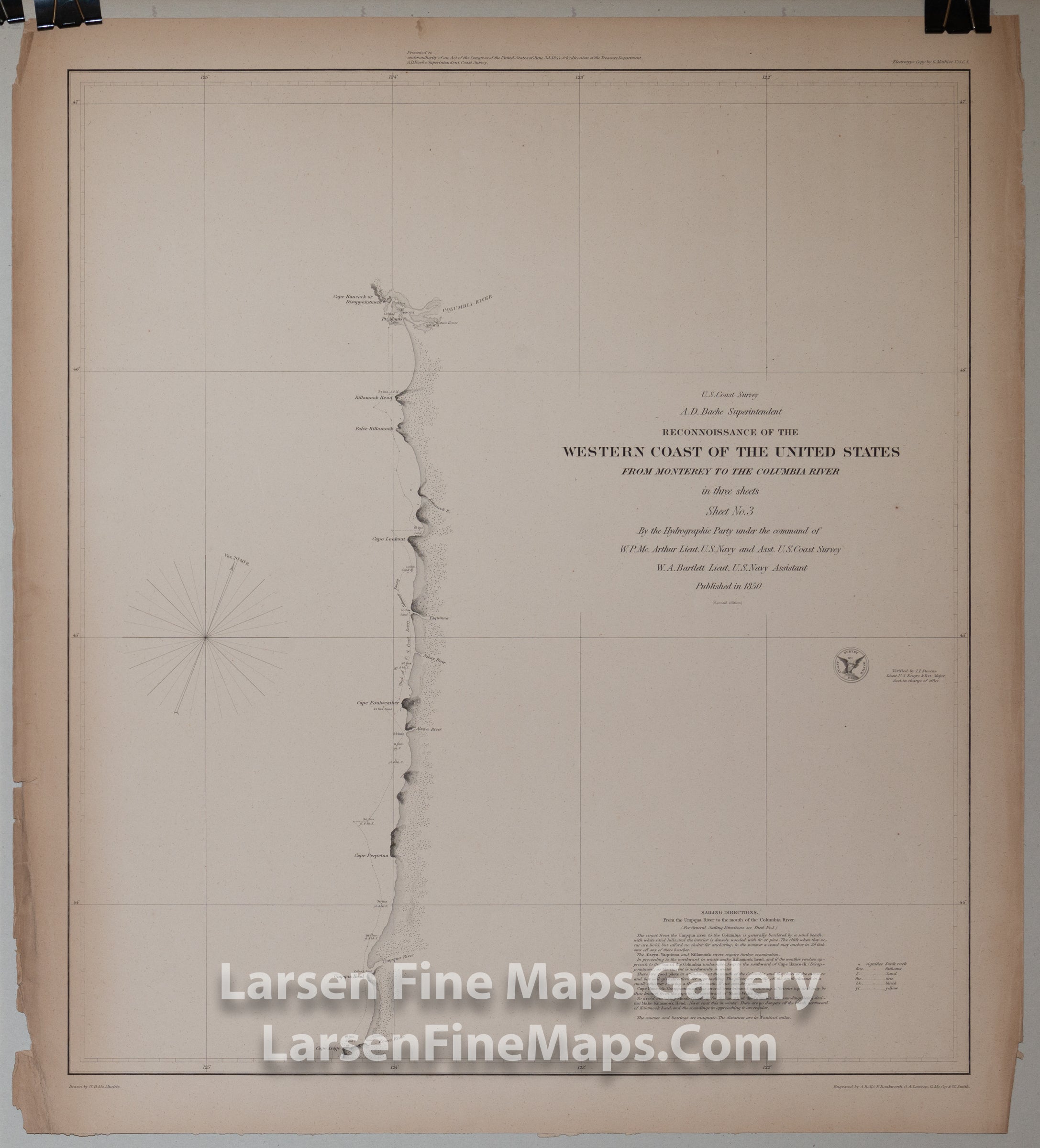 Reconnaissance of the Western Coast of The United States From Monterey to the Columbia River in three sheets, sheet three