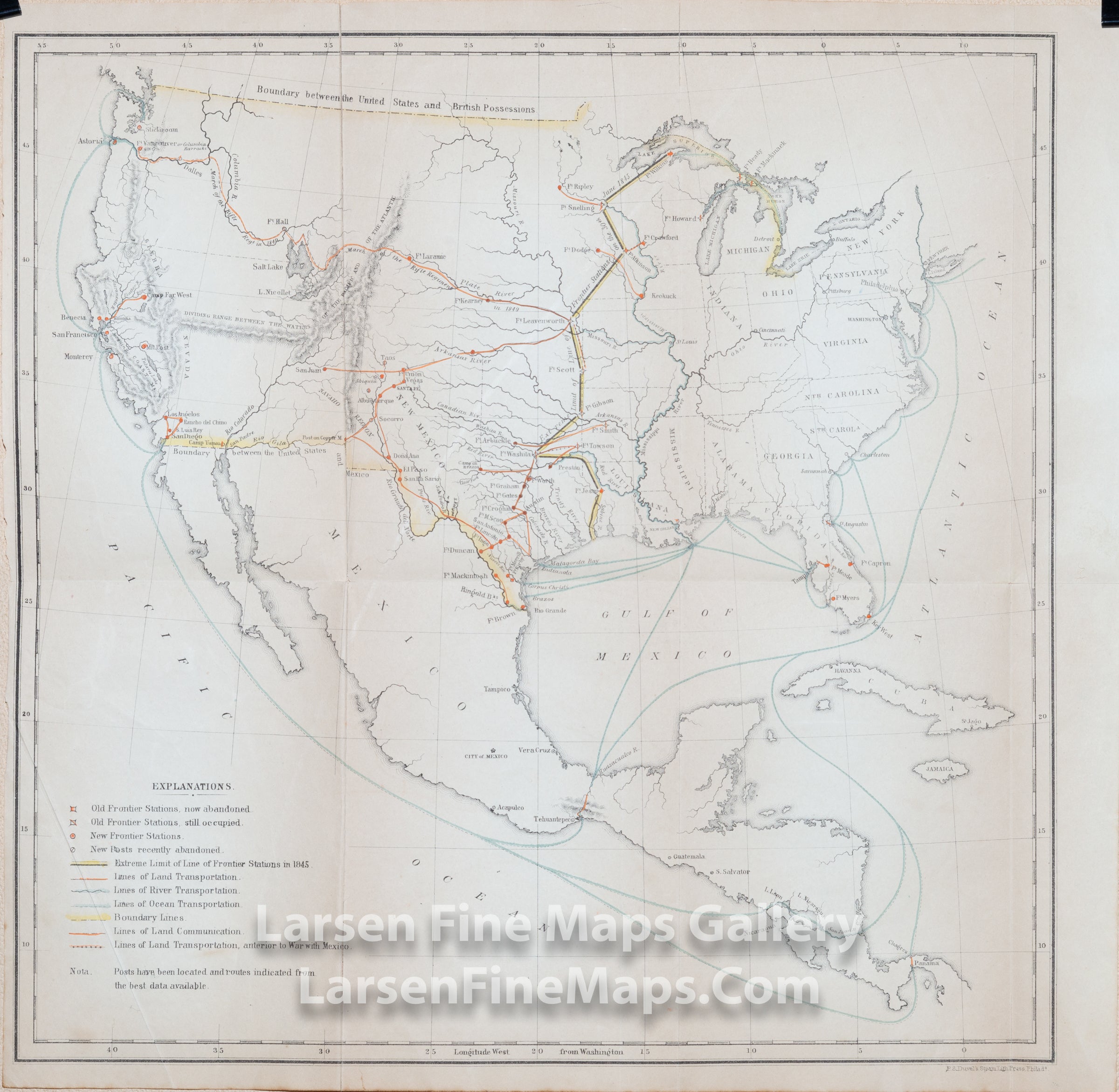 Frontier Stations, Boundaries Between the United States, Mexico and British Possessions. Duval, Peter S.