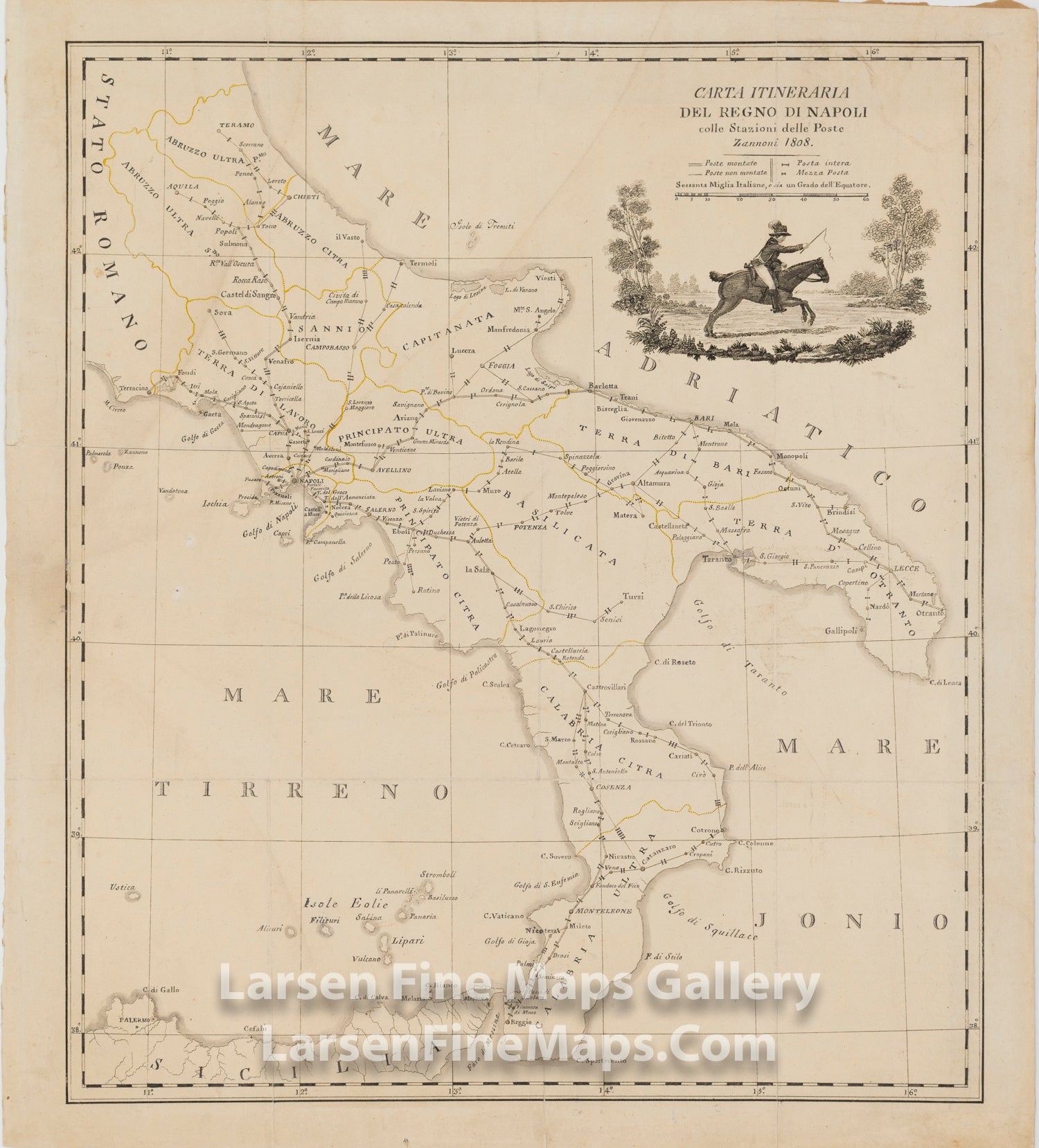 Carte Itineraria del Regno di Napoli colle Stazioni delle Poste, Giovanni Antonio Rizzi-Zannoni