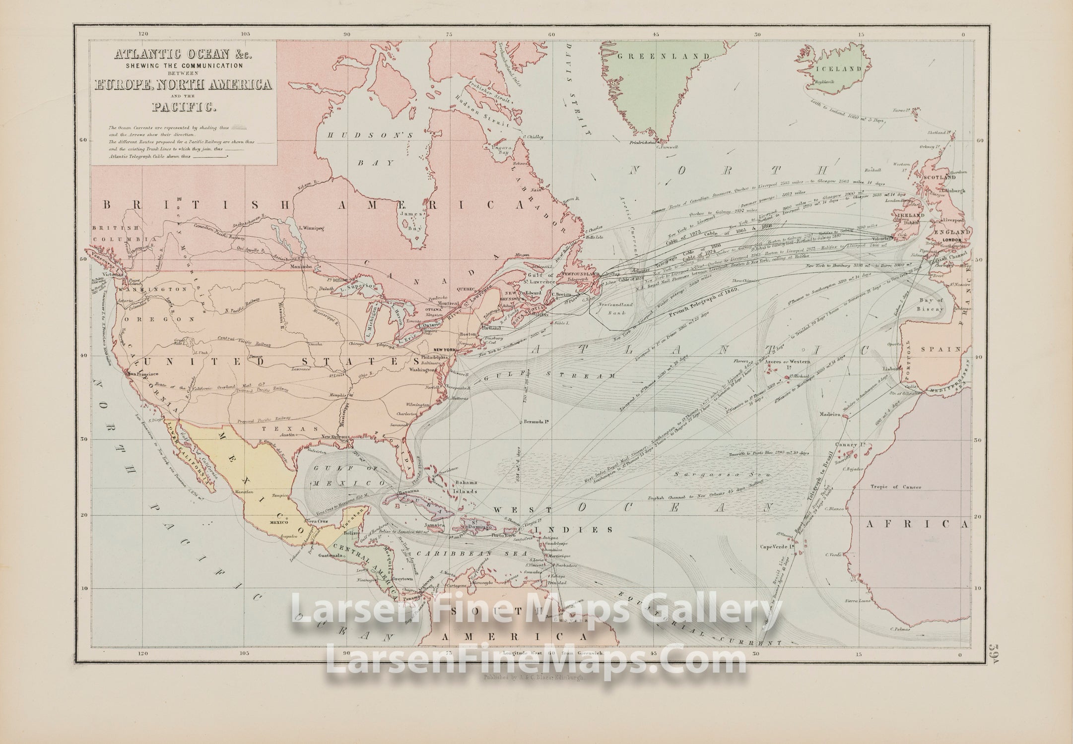Atlantic Ocean &c. : Shewing the Communication between Europe, North America and the Pacific, A. & C. Black