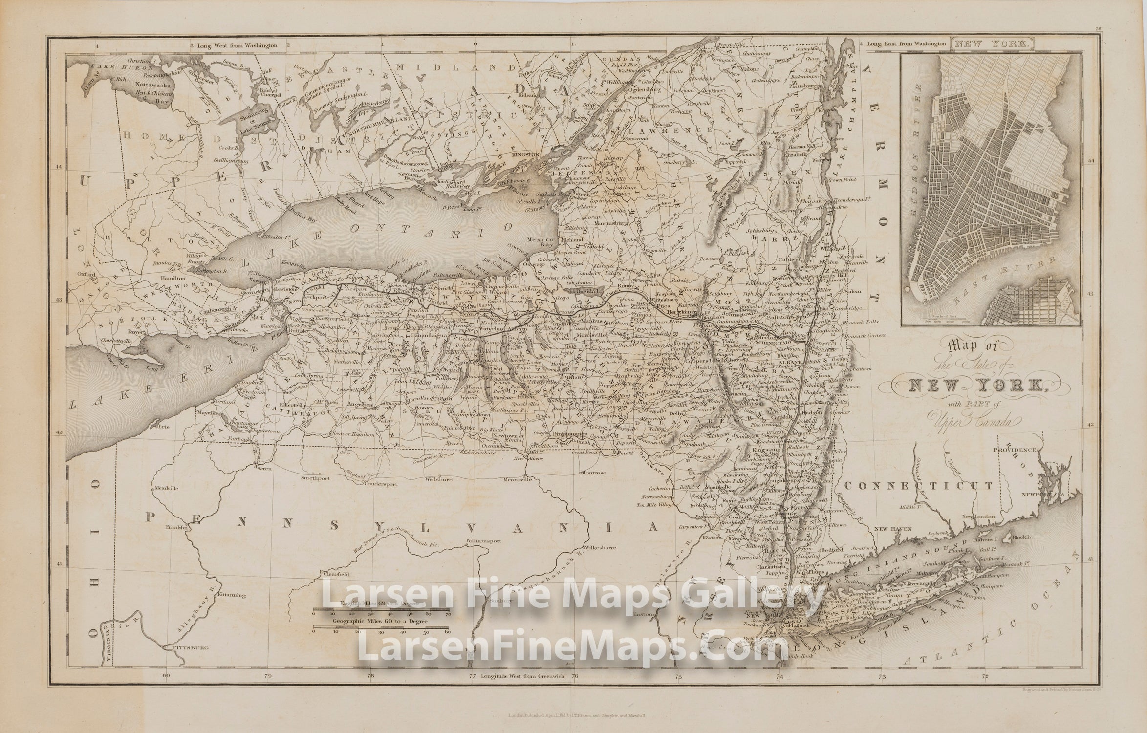 Map of the state of New York, with part of Upper Canada, Hinton, Isaac Taylor