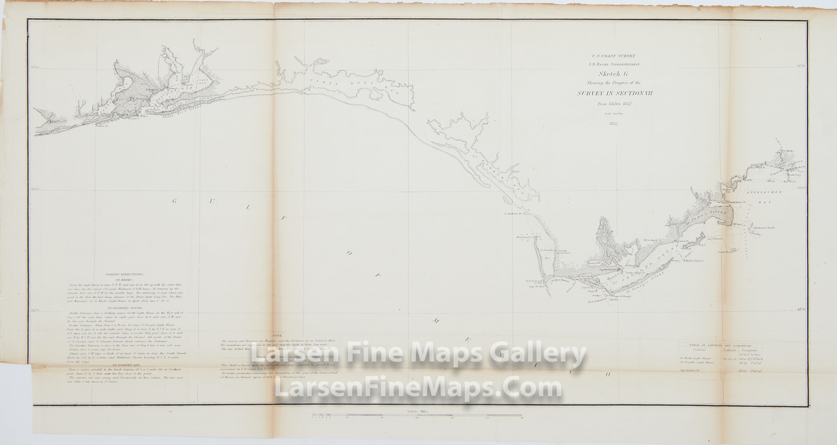 Sketch G Showing the Progress of the Survey in Section VII From 1849 to 1852 U.S. Coast Survey