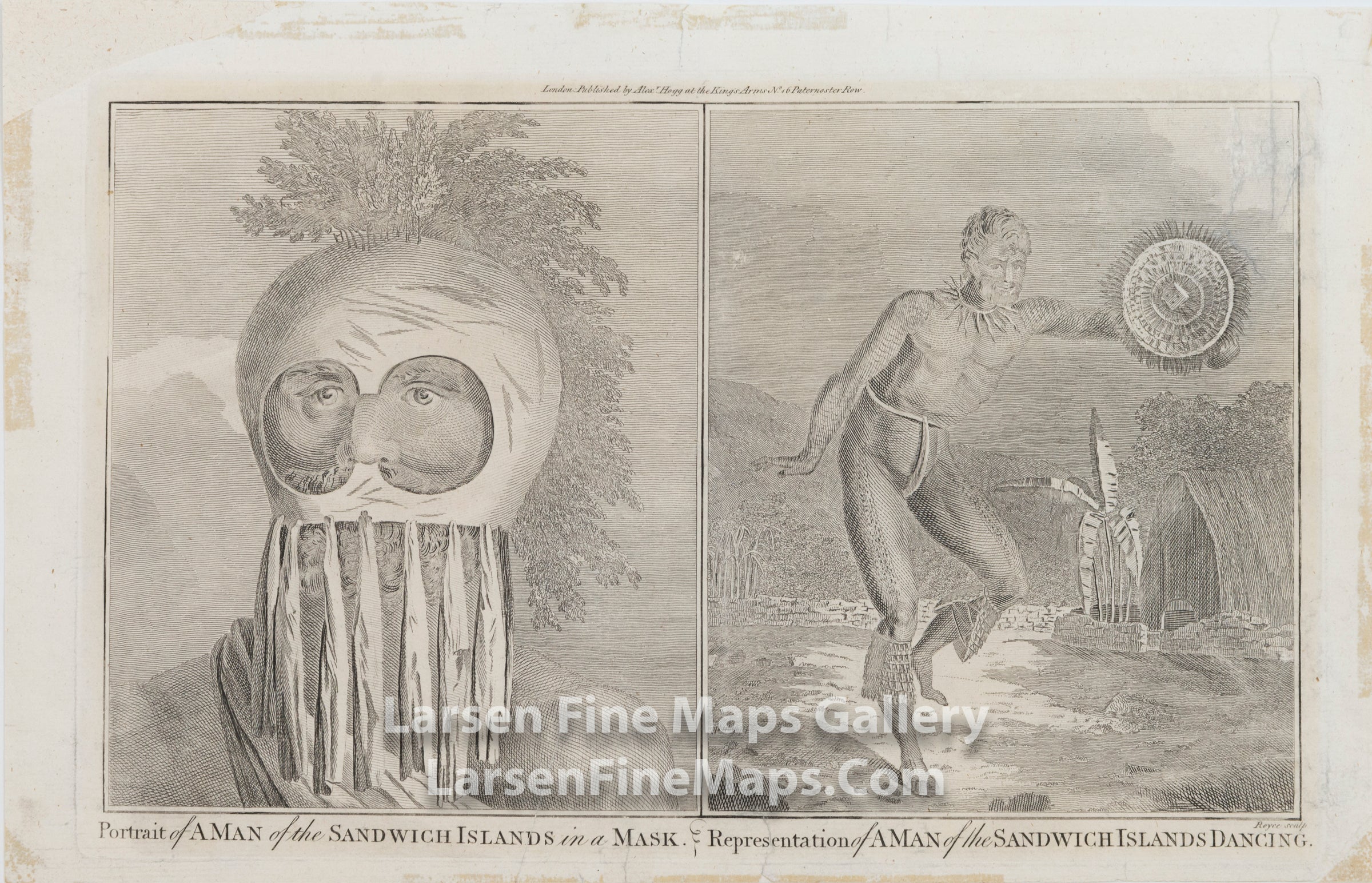 Portrait of A Man of the Sandwich Islands in a Mask. & Representation of A Man of the Sandwich Islands Dancing. Captain Cook, Alexander Hogg