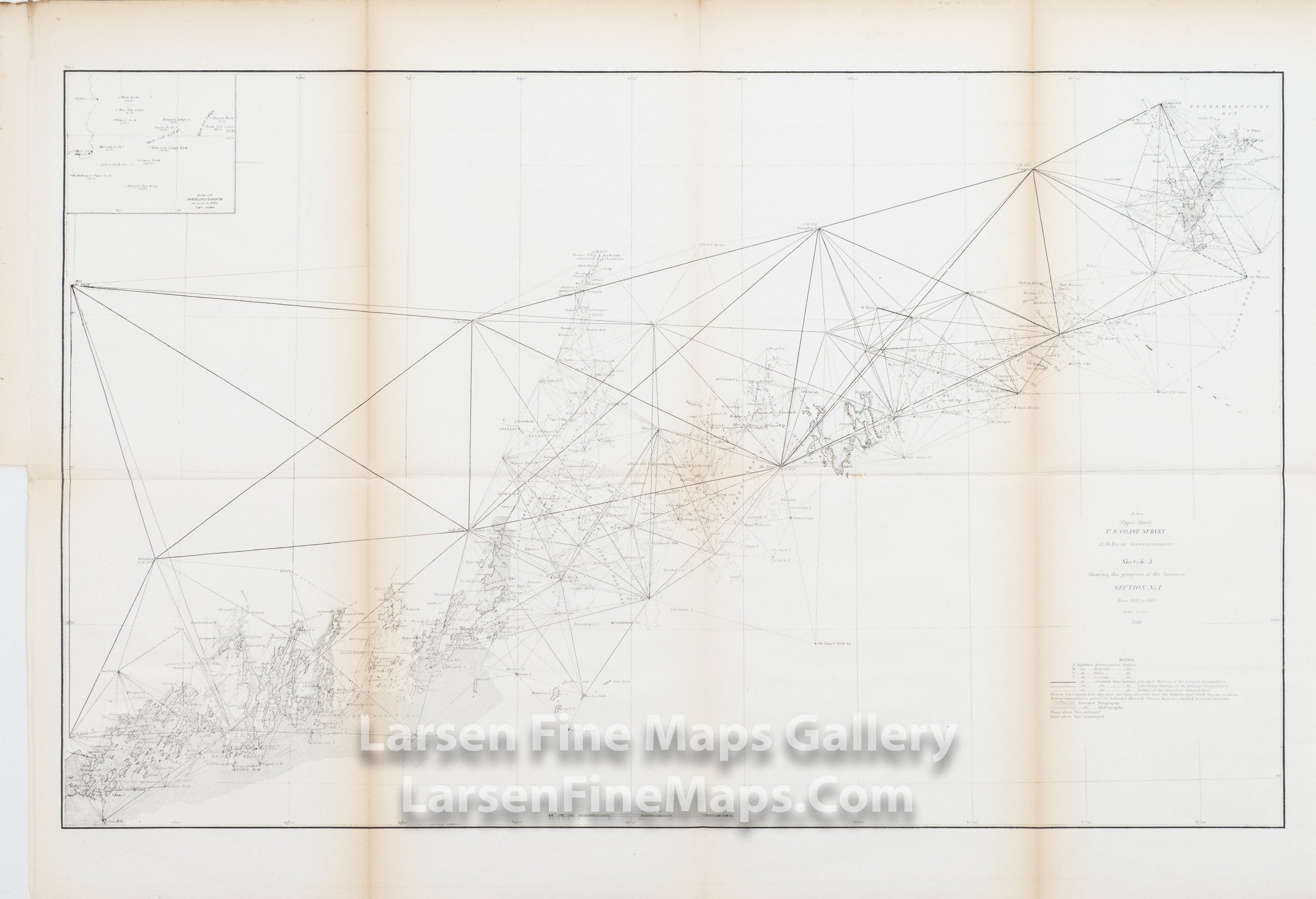 Sketch A Showing the Progress of the Survey in Section No. I From 1852 to 1865 U.S. Coast Survey