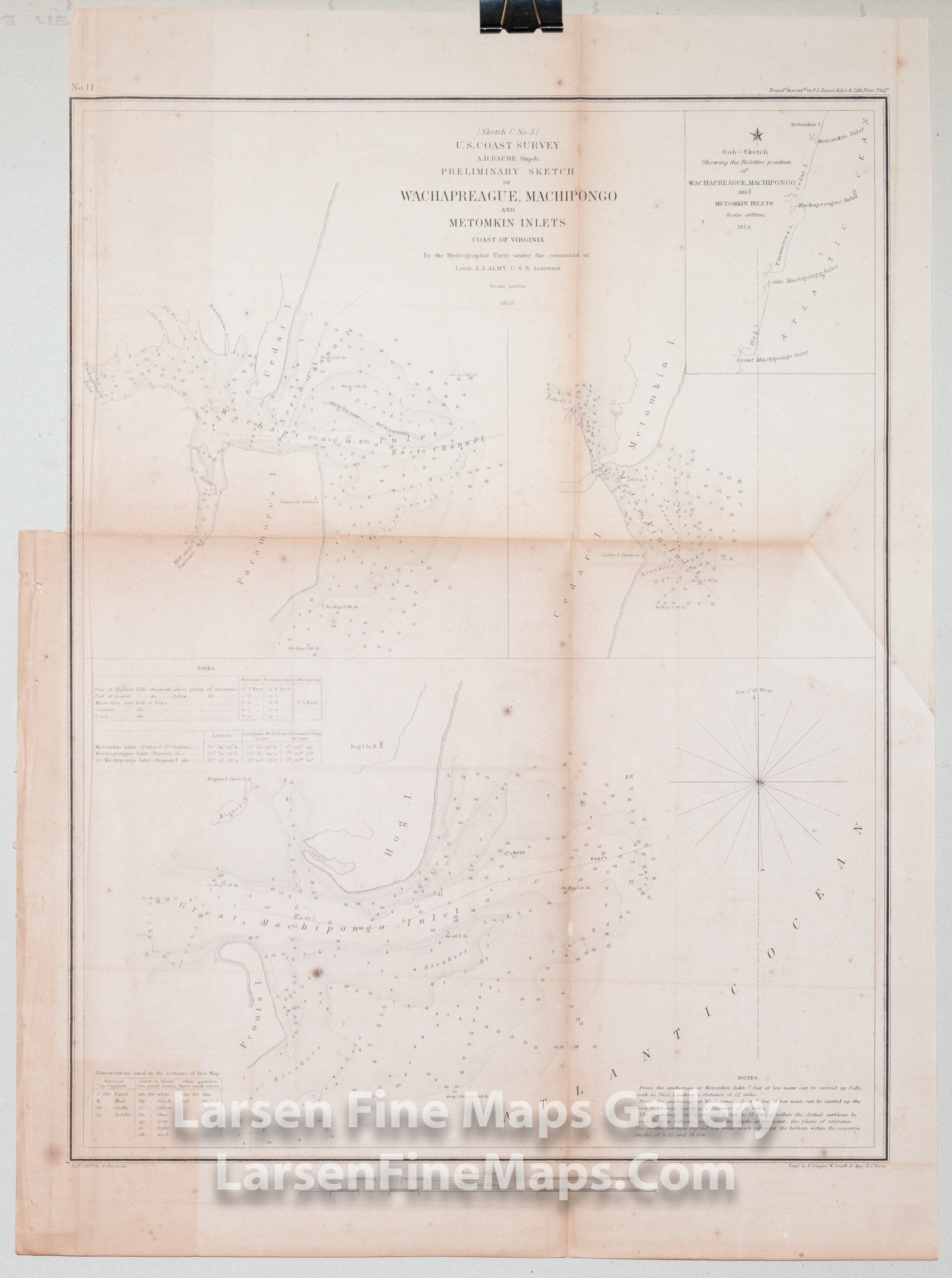 Preliminary Sketch of Wachapreague, Machipongo, and Metomkin Inlets Coast of Virginia U.S. Coast Survey