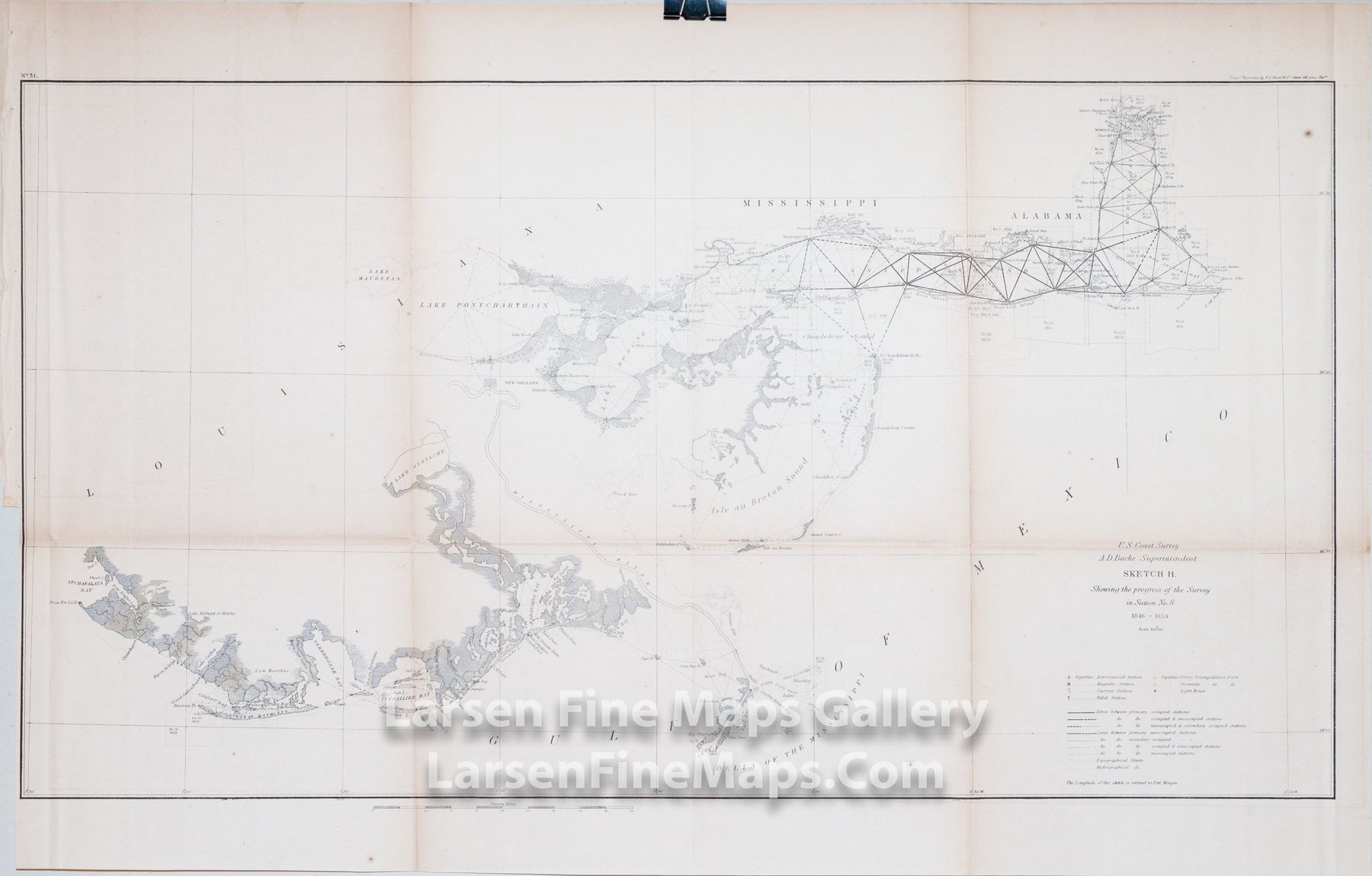 Sketch H Showing the Progress of the Survey in Section No. 8 1846 - 1853 U.S. Coast Survey