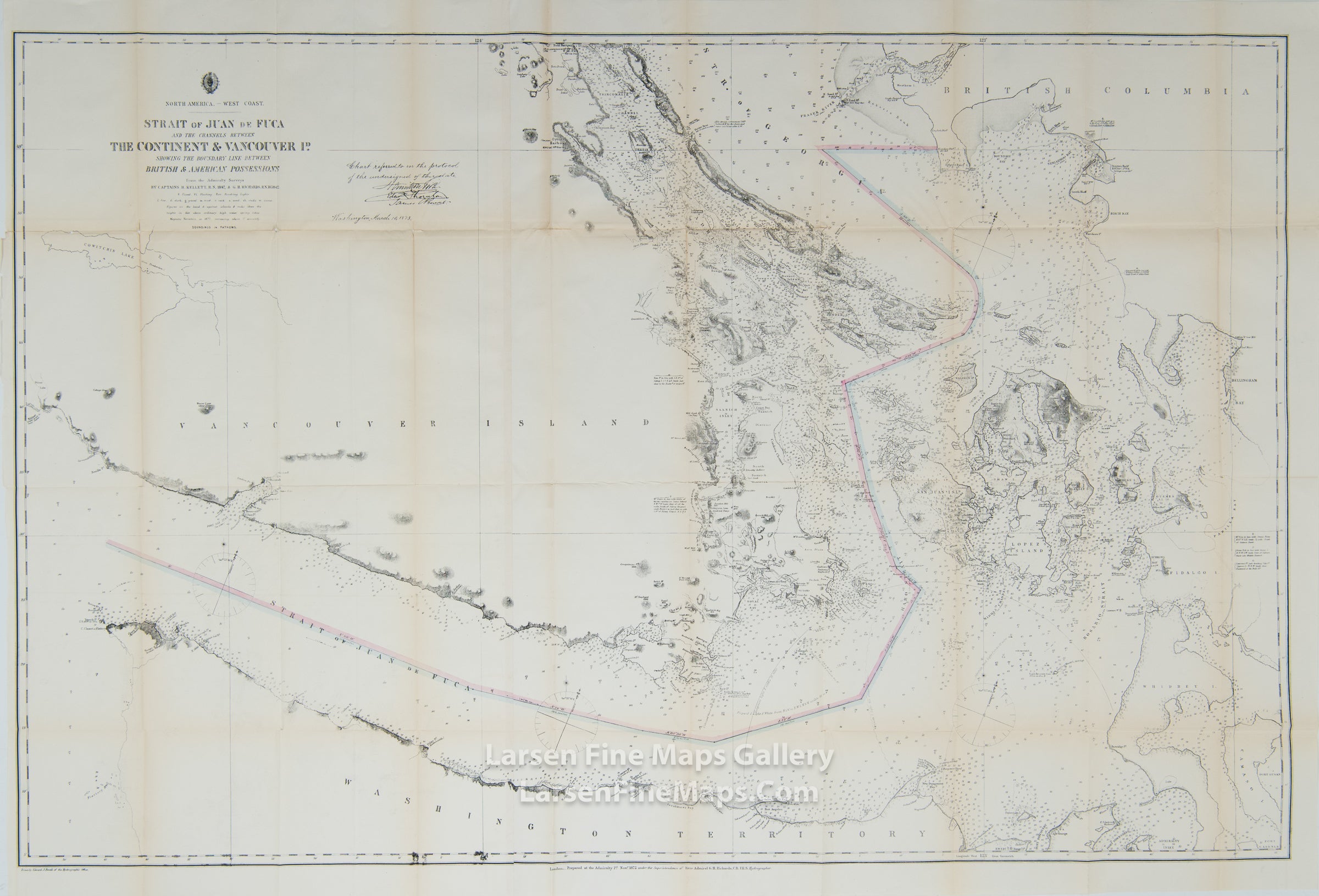 North America--West Coast, Strait of Juan de Fuca and The Channels Between The Continent & Vancouver Island, Great Britain. Hydrographic Office.; Powell, Edward J.