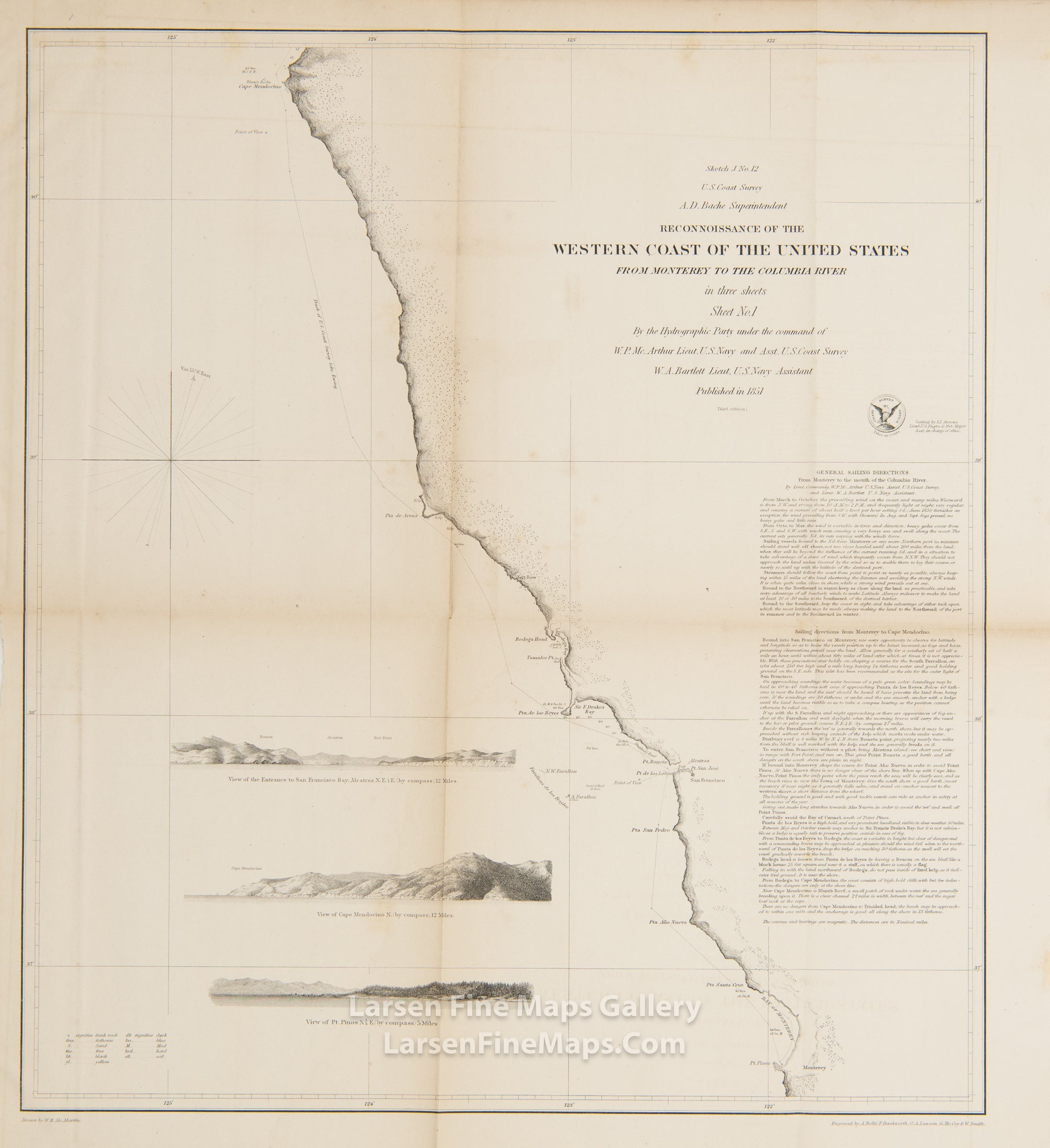 Reconnaissance of the Western Coast of The United States From Monterey to the Columbia River in three sheets, Sheet No. 1 U.S. Coast Survey