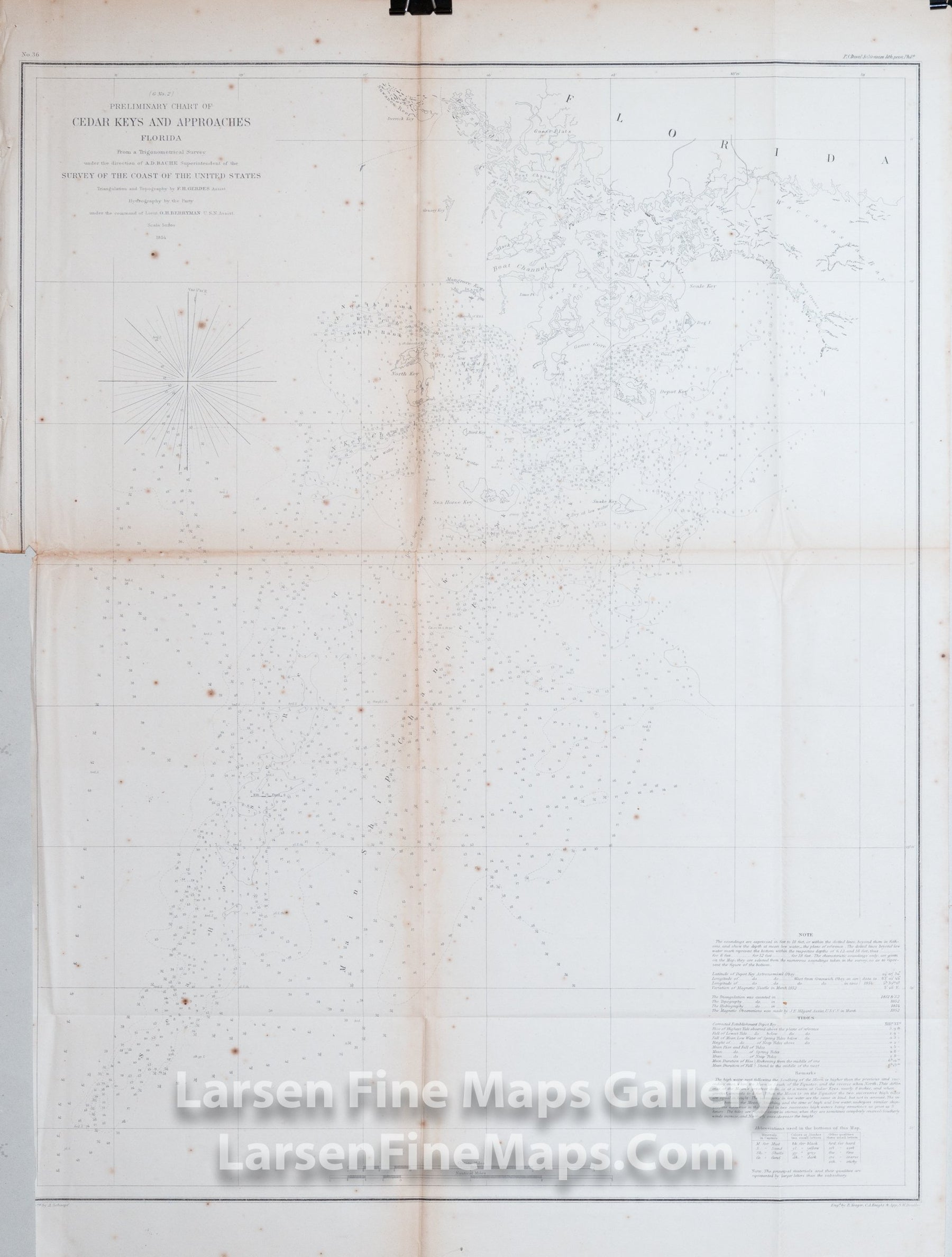 Preliminary Chart of Cedar Keys and Approaches Florida U.S. Coast Survey