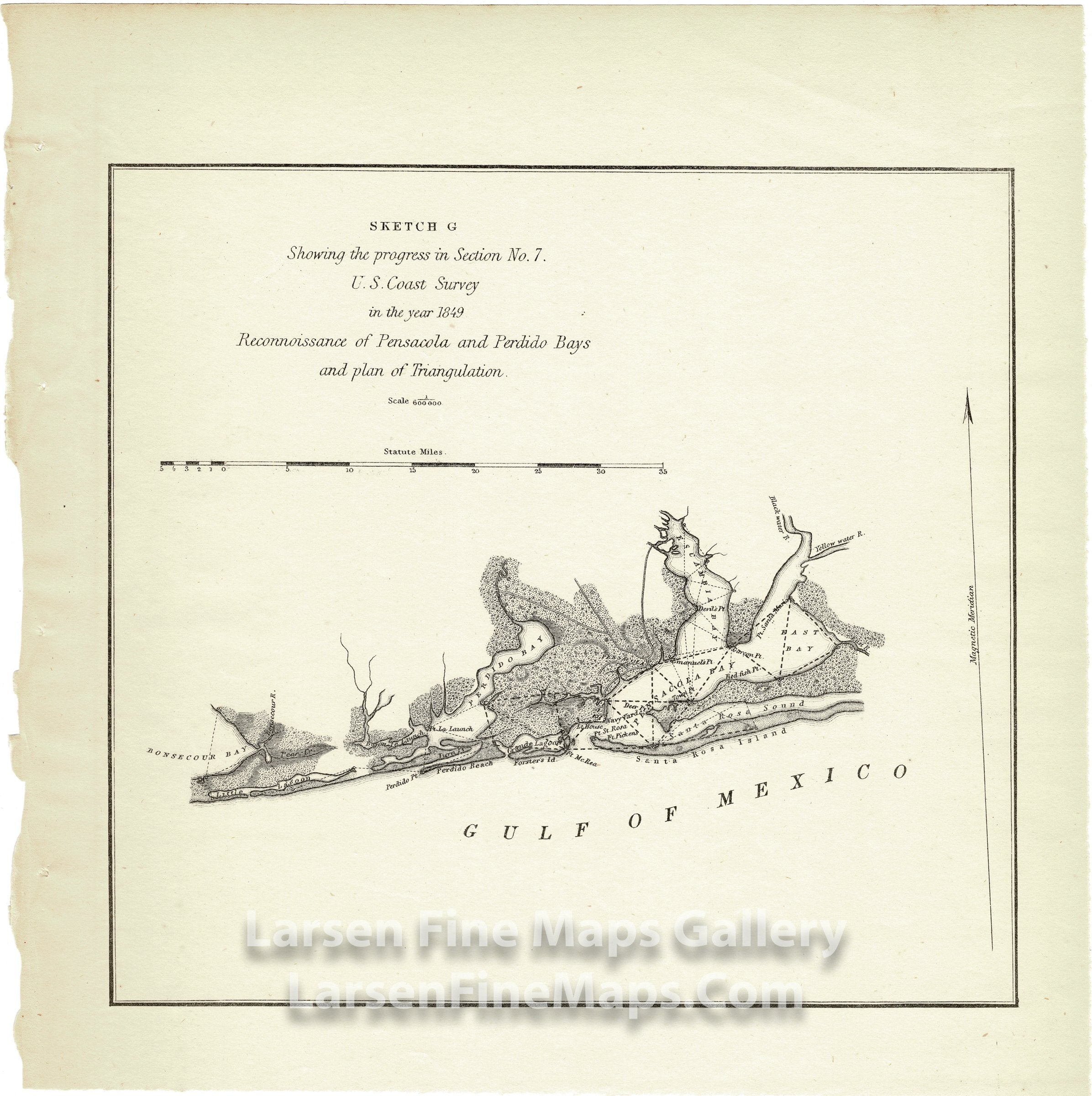 Sketch G Showing the Progress of the Survey in Section No. 7. U.S. Coast Survey in the Year 1849 Reconnoissance of Pensacola and Perdido Bays and plan of Triangulation U.S. Coast Survey