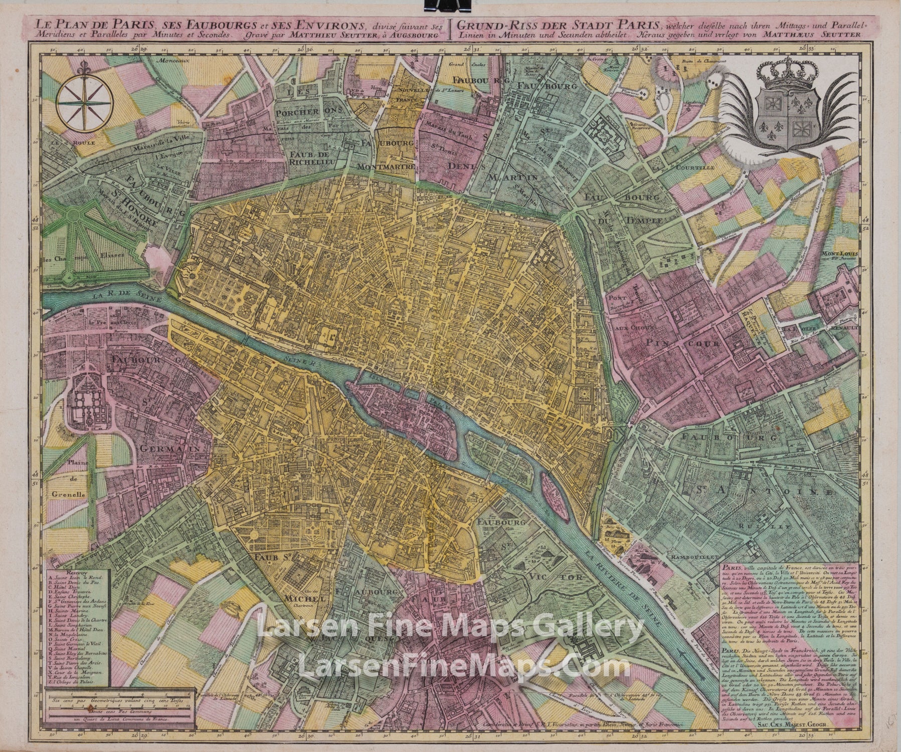 Le Plan de Paris, ses Faubourgs et ses Environs, Matthäus Seutter