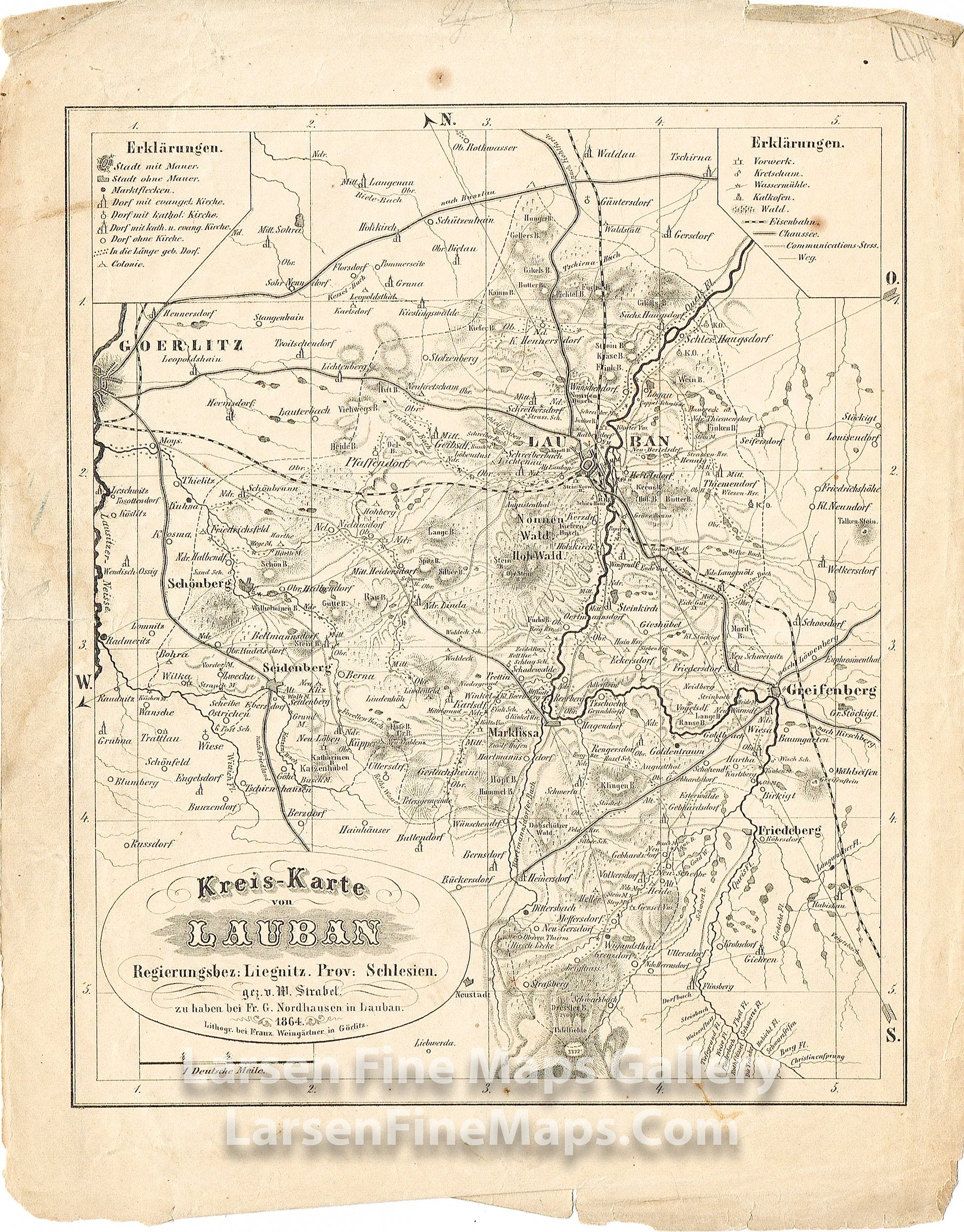 Kreis-Karte von Lauban, M. Strabel, lithographed by Franz Weingartner