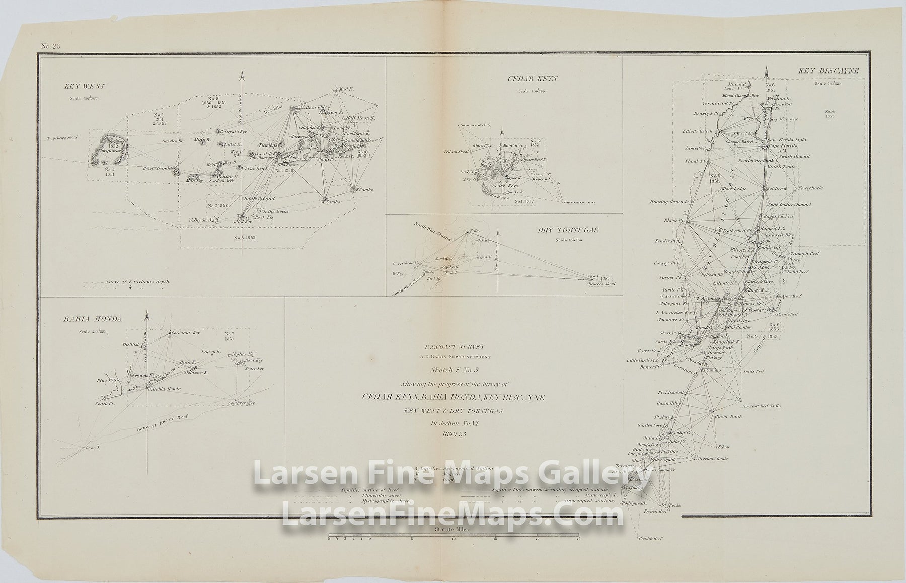Cedar Keys, Bahia Honda, Key Biscayne, Key West, & Dry Tortuga 1849-1852 U.S. Coast Survey