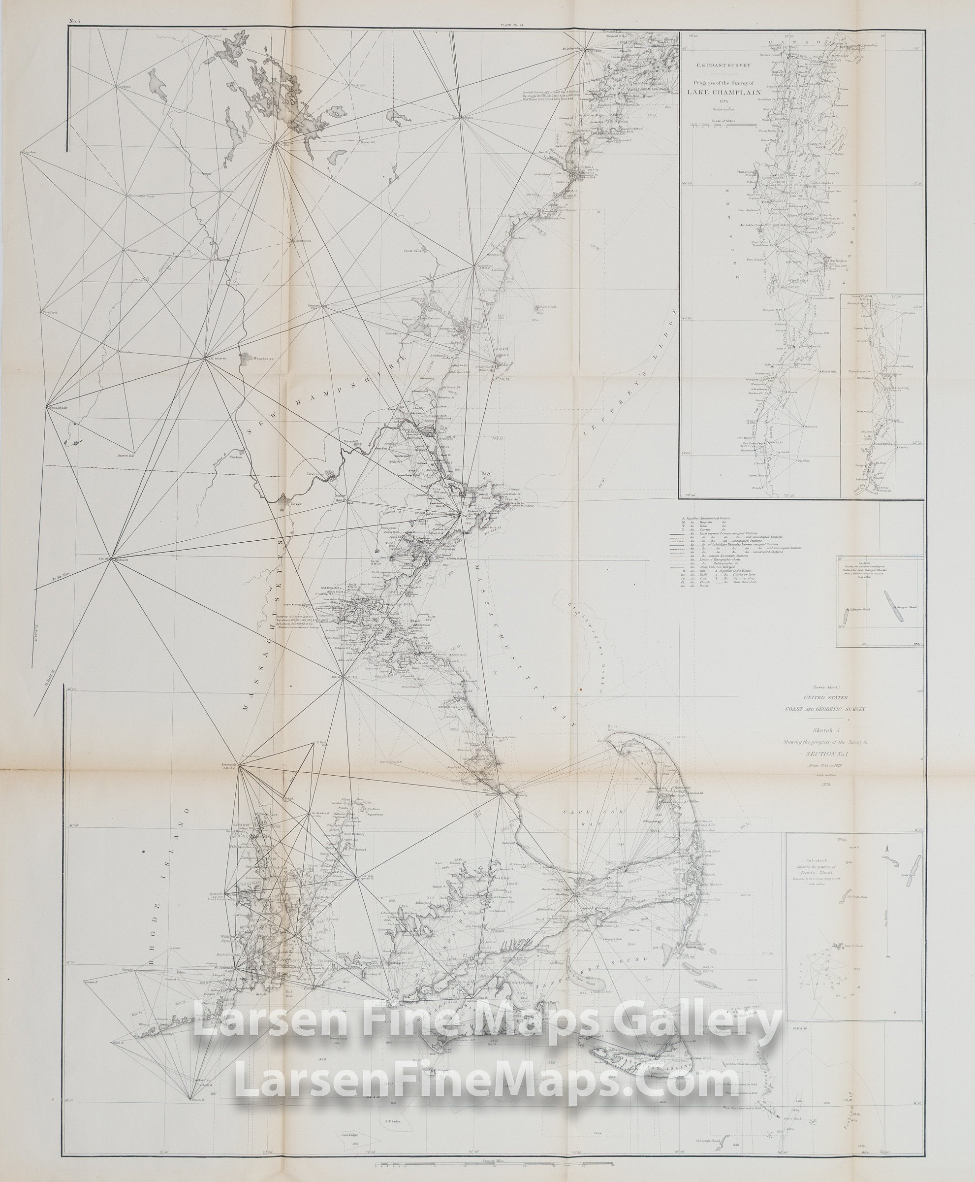 Sketch Showing the Progress of the Survey in Section I. Southern Part, with Lake Champlain U.S. Coast Survey