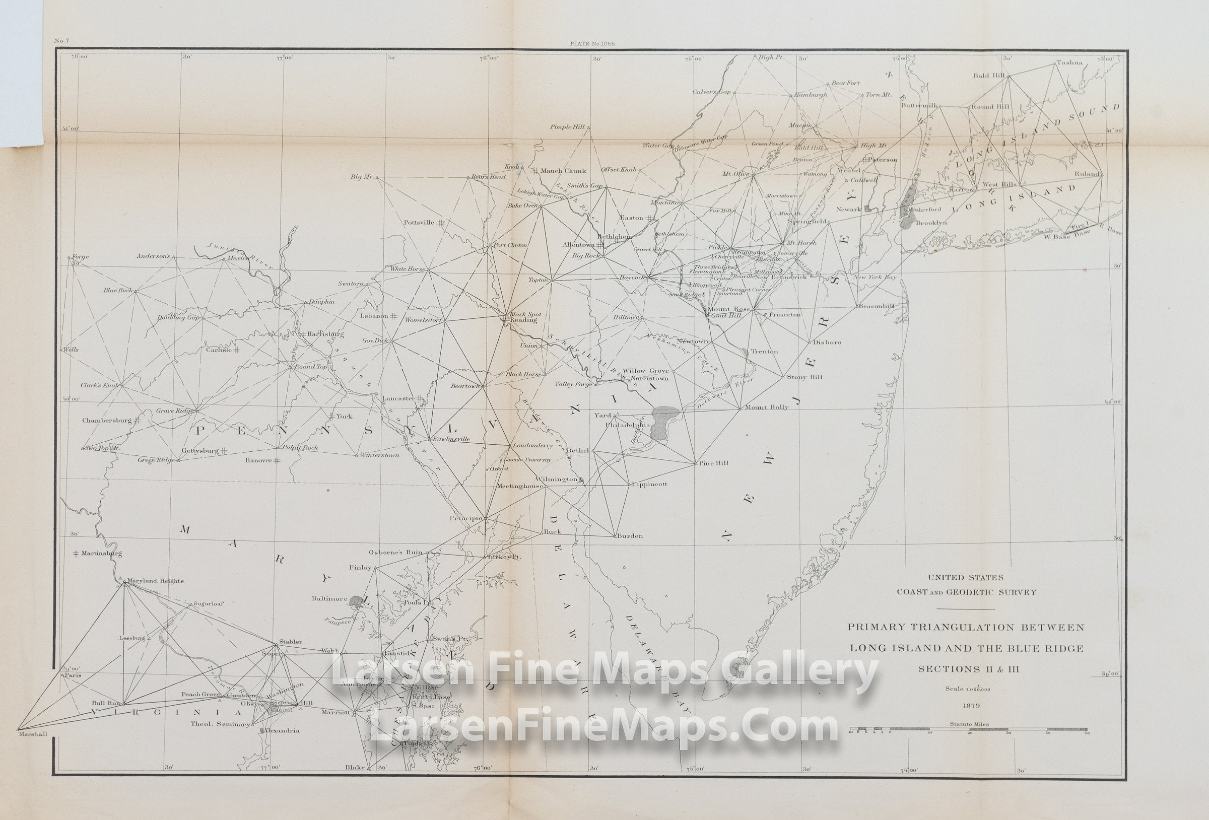 Sketch Showing the Progress of the Survey in Section II and III. Primary Triagulation between Long Island and the Blue Ridge U.S. Coast Survey