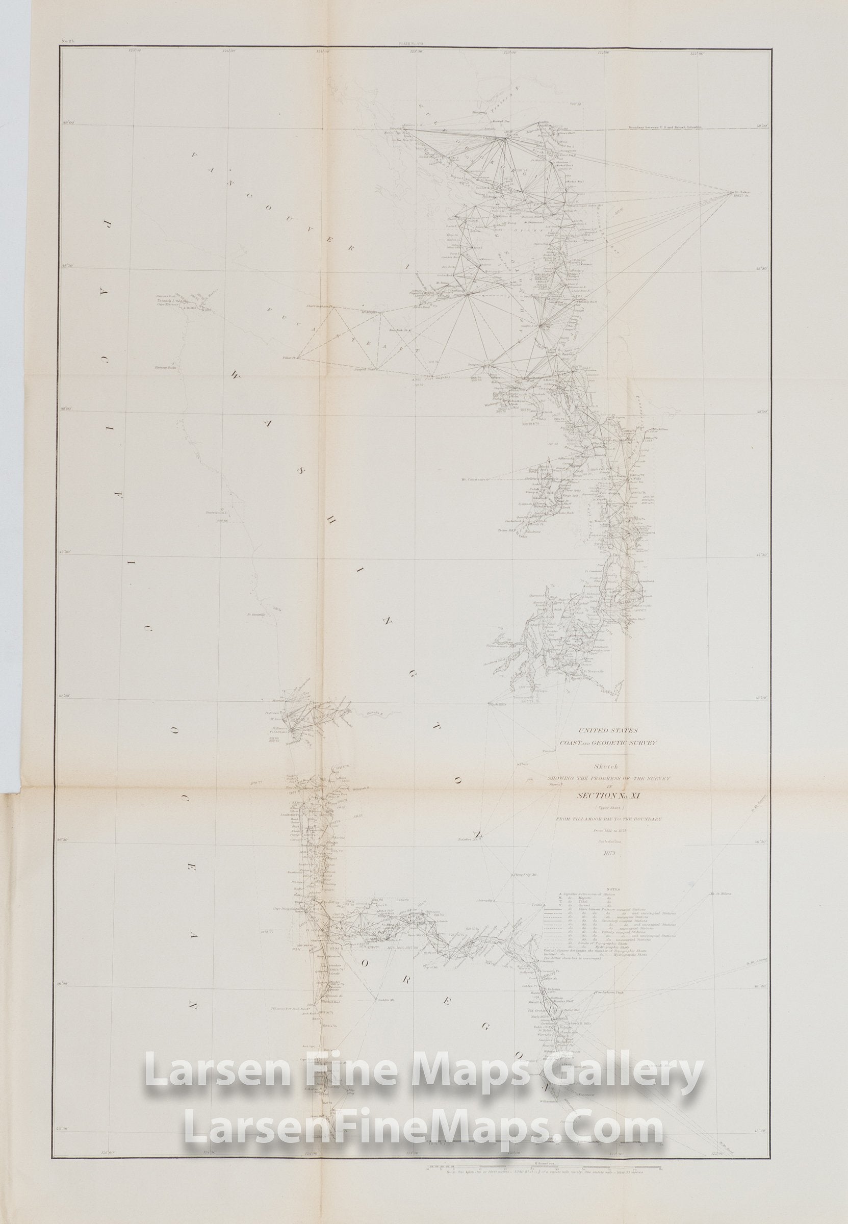 Sketch Showing the Progress of the Survey in Section XI (Upper Sheet). Coast of Oregon and Washington Territory from Tillamook Bay to Boundary U.S. Coast Survey
