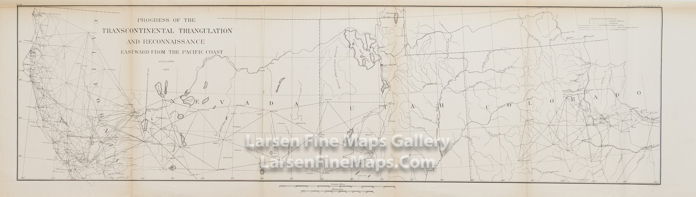Sketch Showing the Progress of the Survey in Sections XIII and XIV. Reconnaissance and Triangulation in California, Nevada Utah, and Colorado U.S. Coast Survey