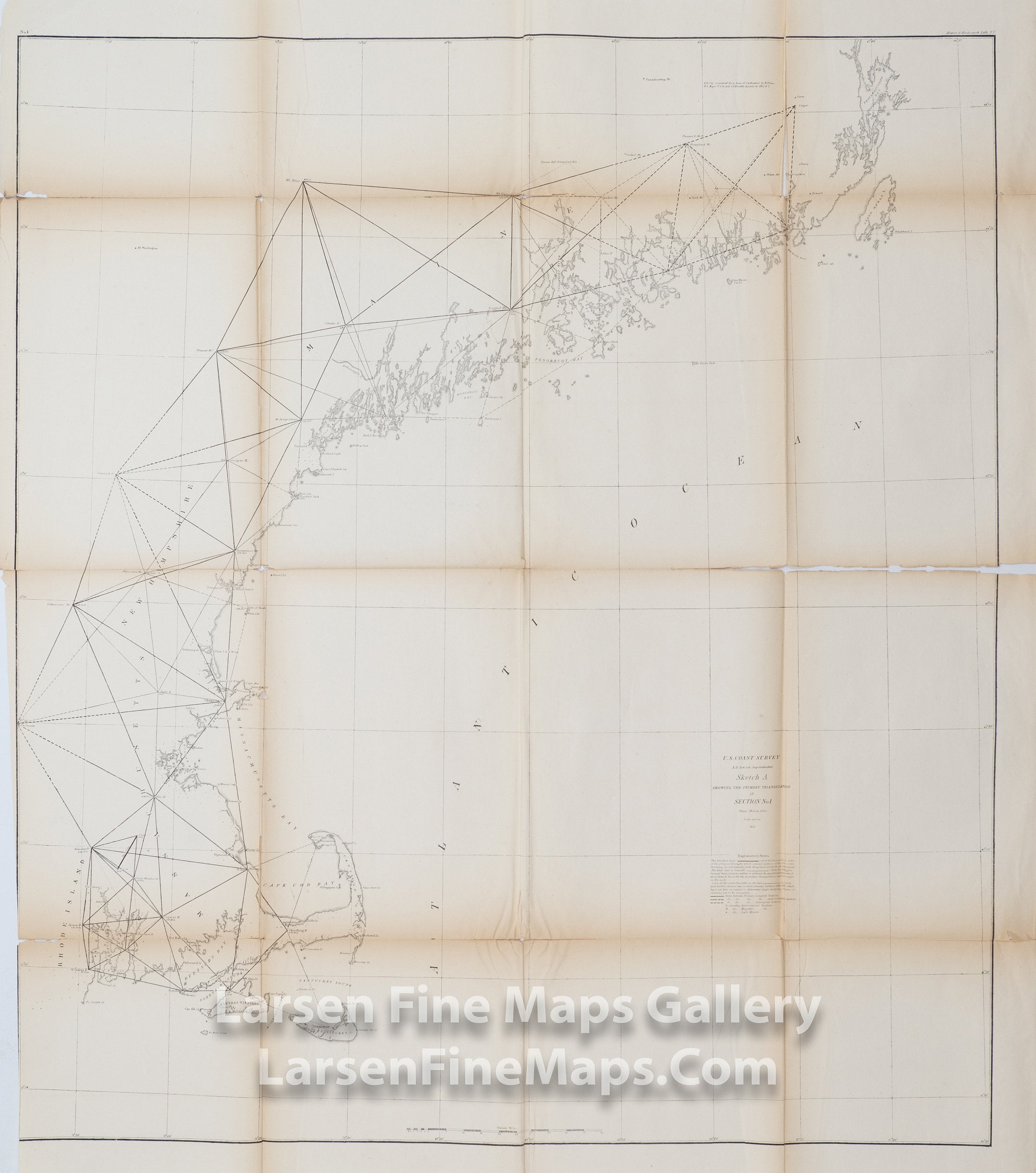 Sketch A Showing the Primary Triangulation in Section No. I From 1844 to 1855, U.S. Coast Survey
