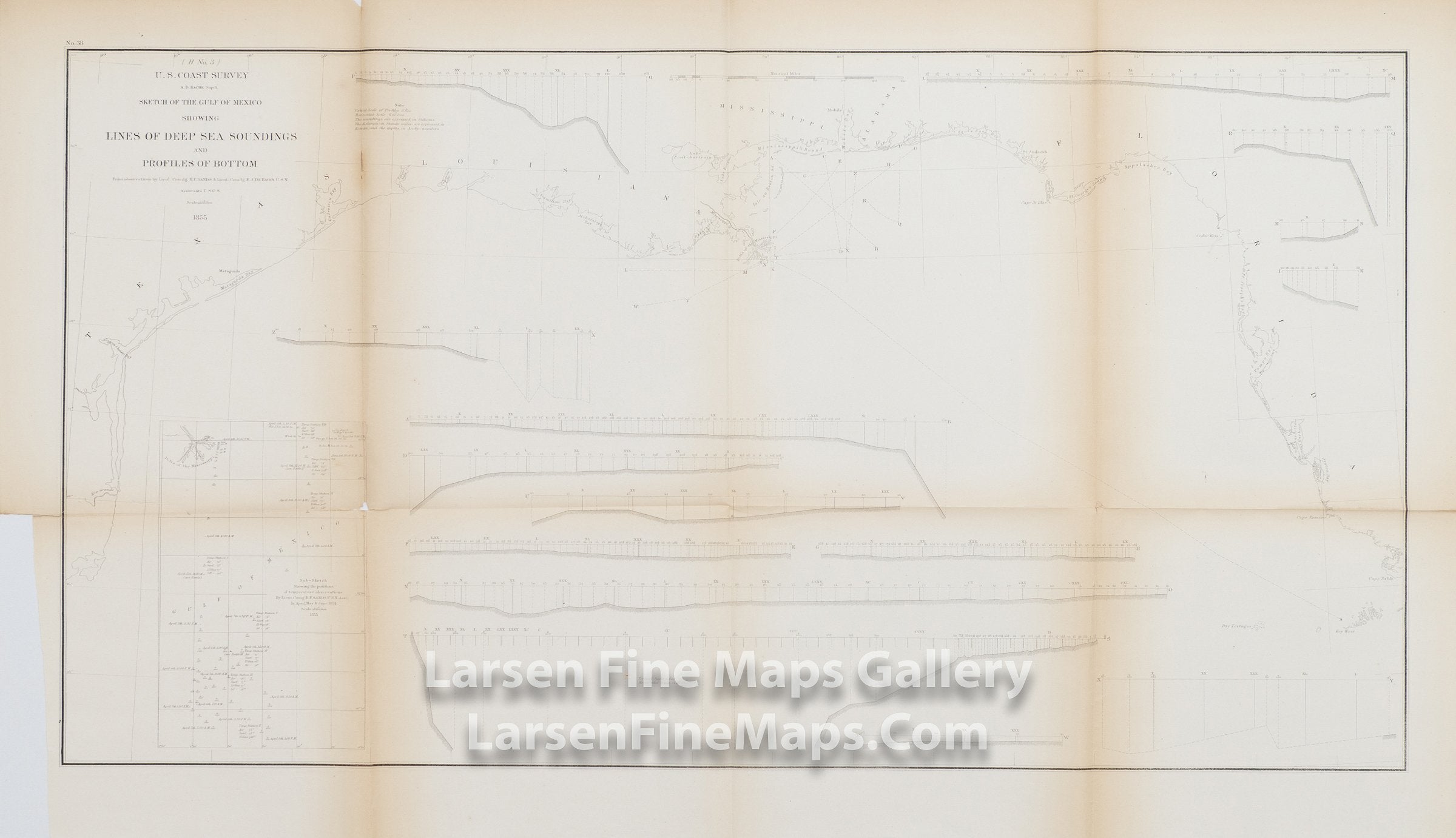 Sketch of the Gulf of Mexico Showing Lines of Deep Sea Soundings and Profiles of Bottom, U.S. Coast Survey