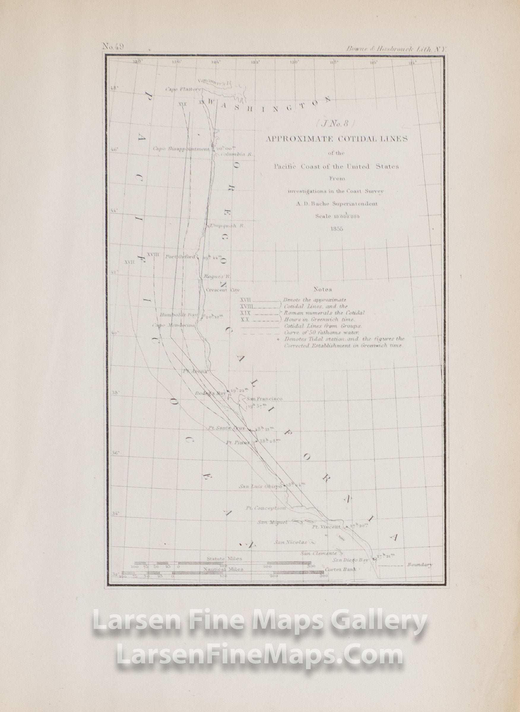 Approximate Cotidal Lines of the Pacific Coast of the United States, U.S. Coast Survey