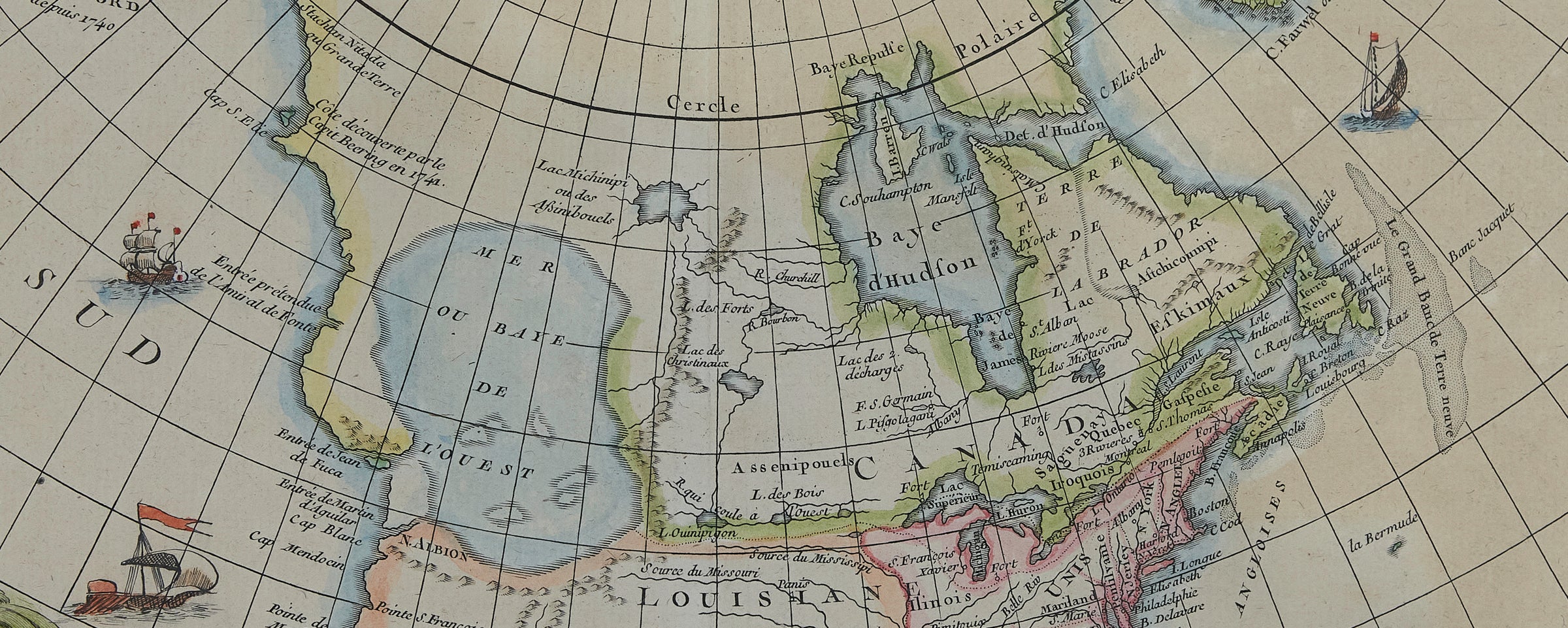 Map of North America with Sea of The West, Jean Janvier, L'Amerique. L'Amerique Septentrionale divisee en ses principaux etats. Par le Sr. Janvier. 1782