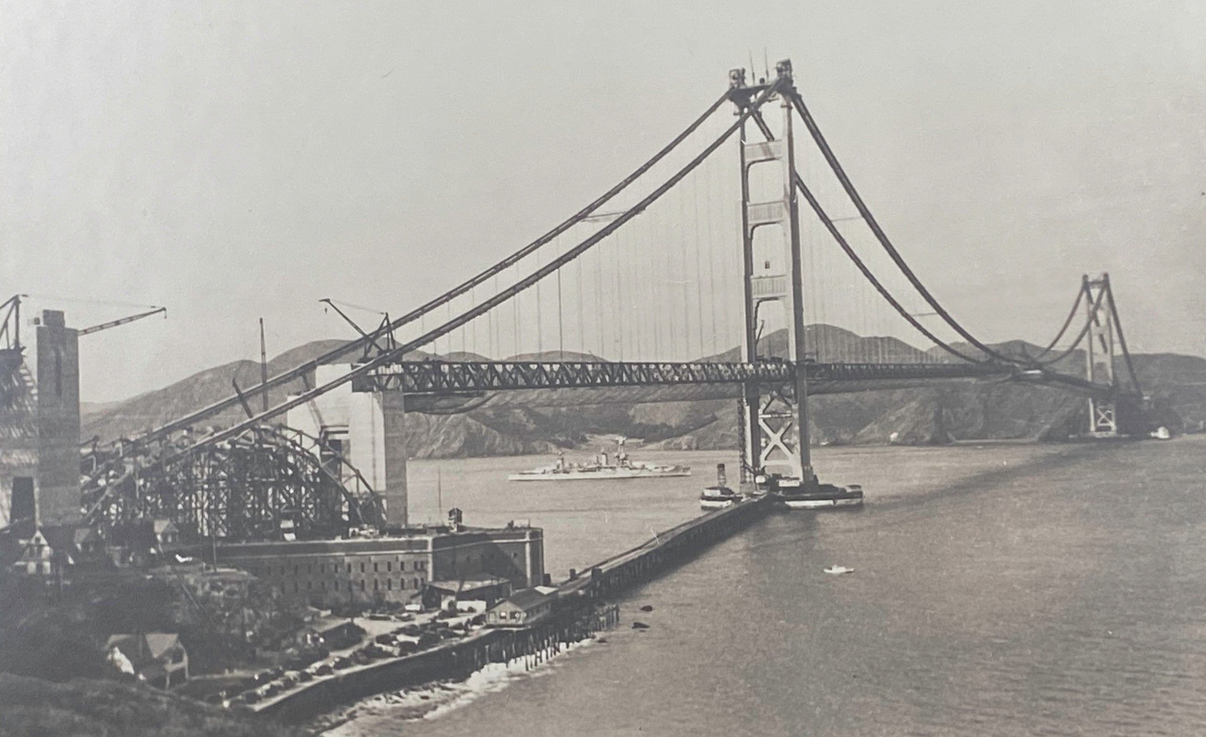 Three Vintage Photographs of Golden Gate Bridge Under Construction in the 1930's, San Francisco, California by James Bell Photography