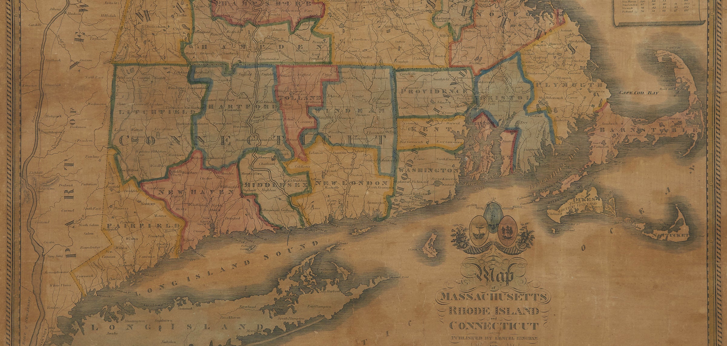 A map of Massachusetts, Rhode Island and Connecticut, Lemuel Bingham, John Gould Darby