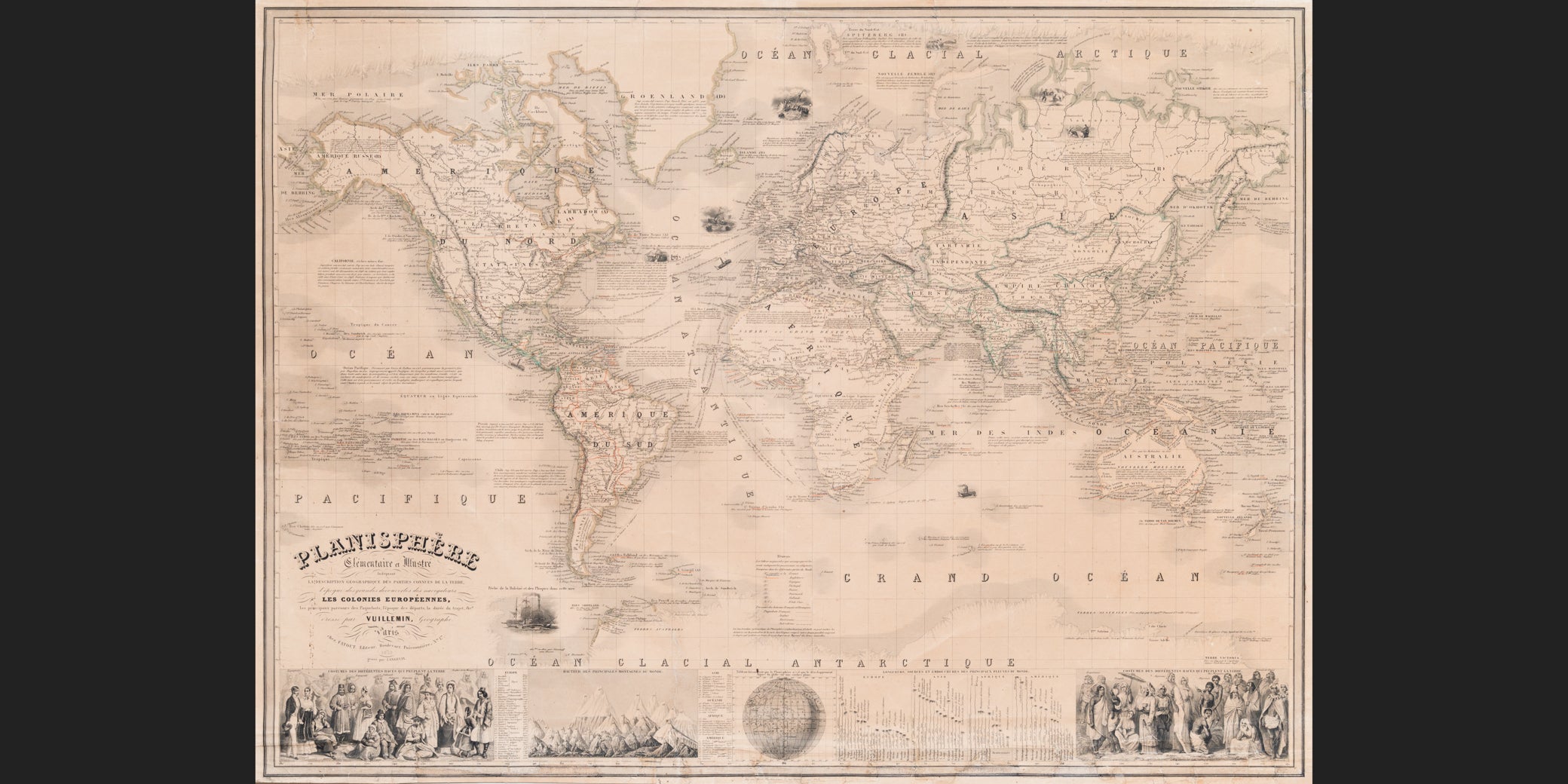 Planisphère Elementaire, A. Vuillemin Old World Map