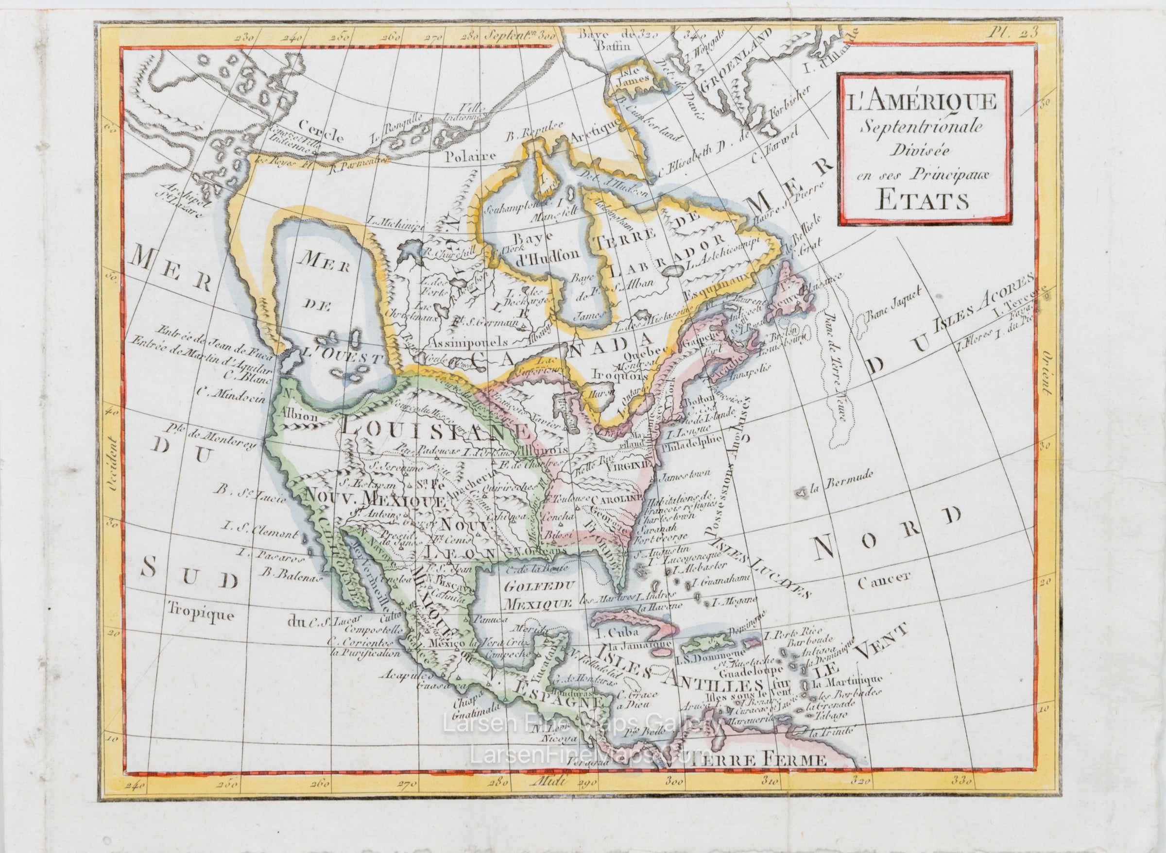 L'Amerique Septentrionale Divisee en ses Principaux Etats, Bertholon, Pierre. Paris