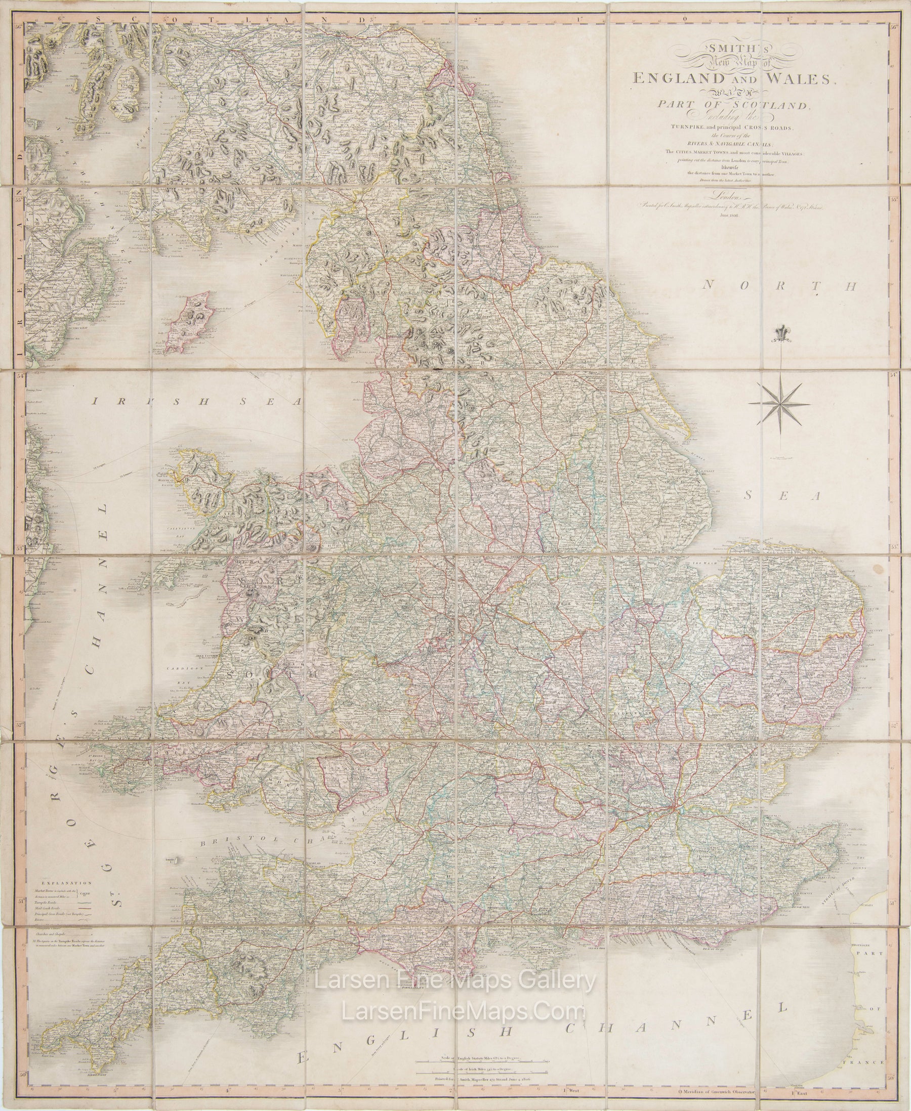 Smith's New Map of England and Wales, with Part of Scotland