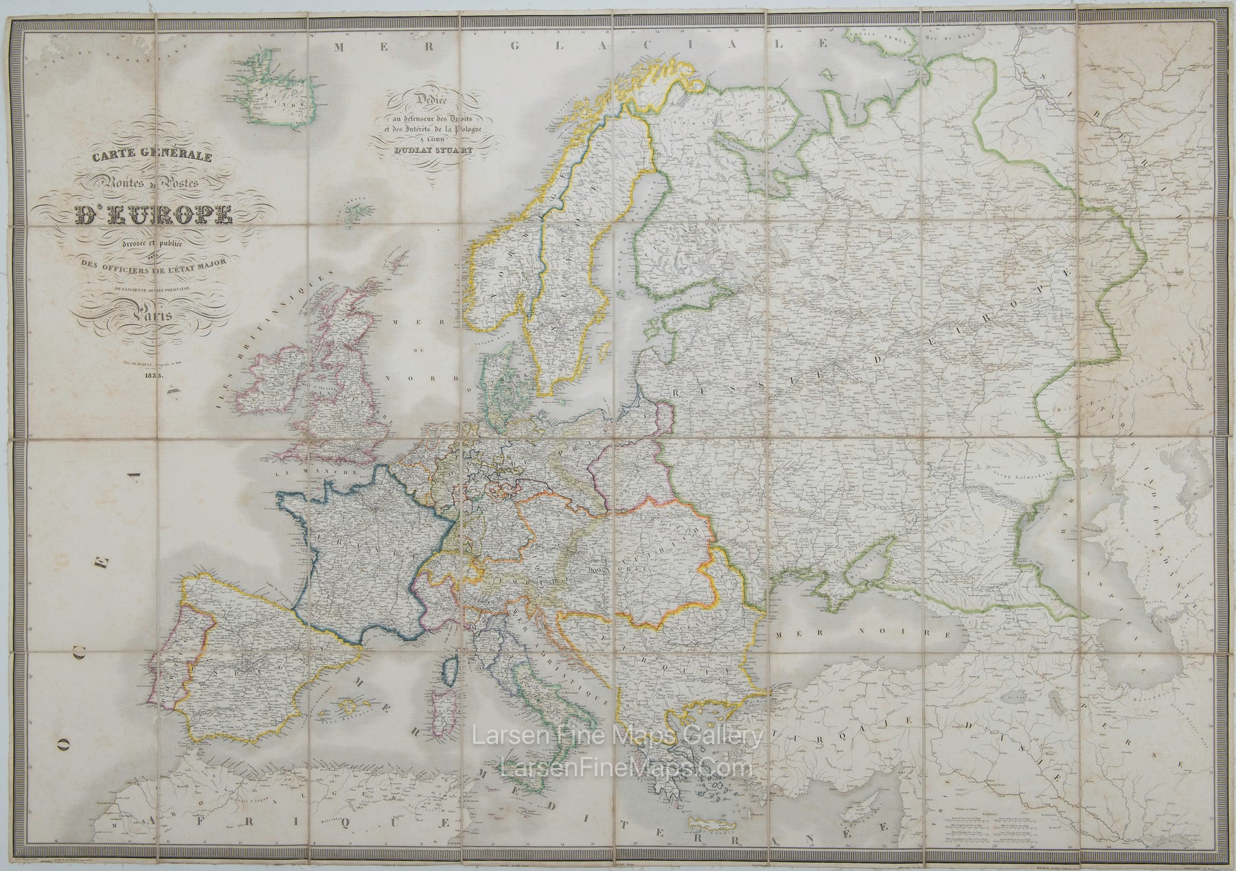 Carte Generale de toutes les Routes de Postes D'Europe, Charles Picquet