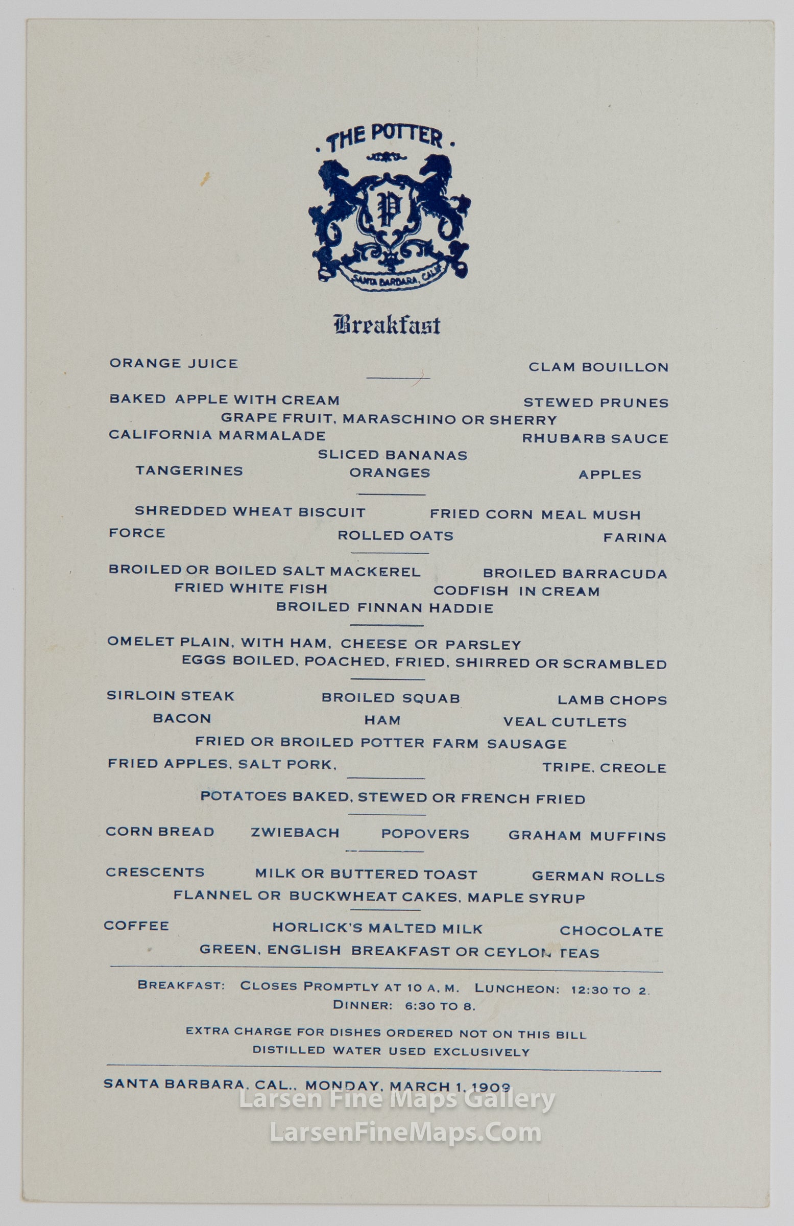 The Potter, Santa Barbara California, Hotel, Milo M. Potter, Manager, example-2