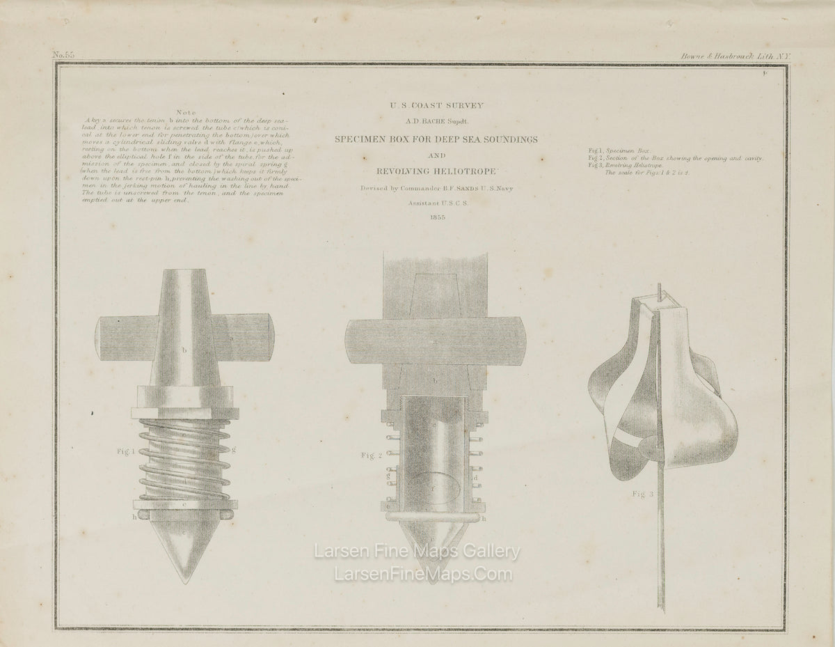 Various United States Coast Survey Oceanographic Equipment Diagrams. Publication dates vary from 1853 to 1860. U.S. Coast Survey