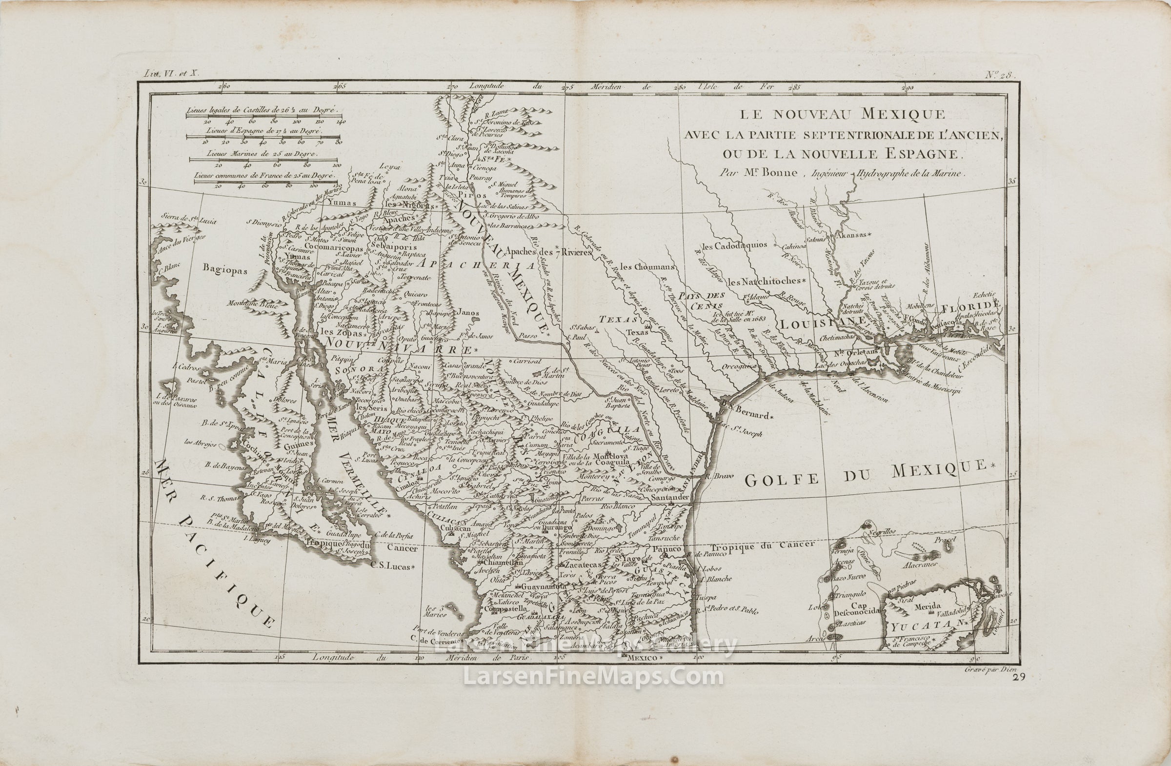 Le Nouveau Mexique Avec La Partie Septentrionale De L'Ancien ou De La Nouvelle Espagne Bonne, Rigobert (1727-1795)