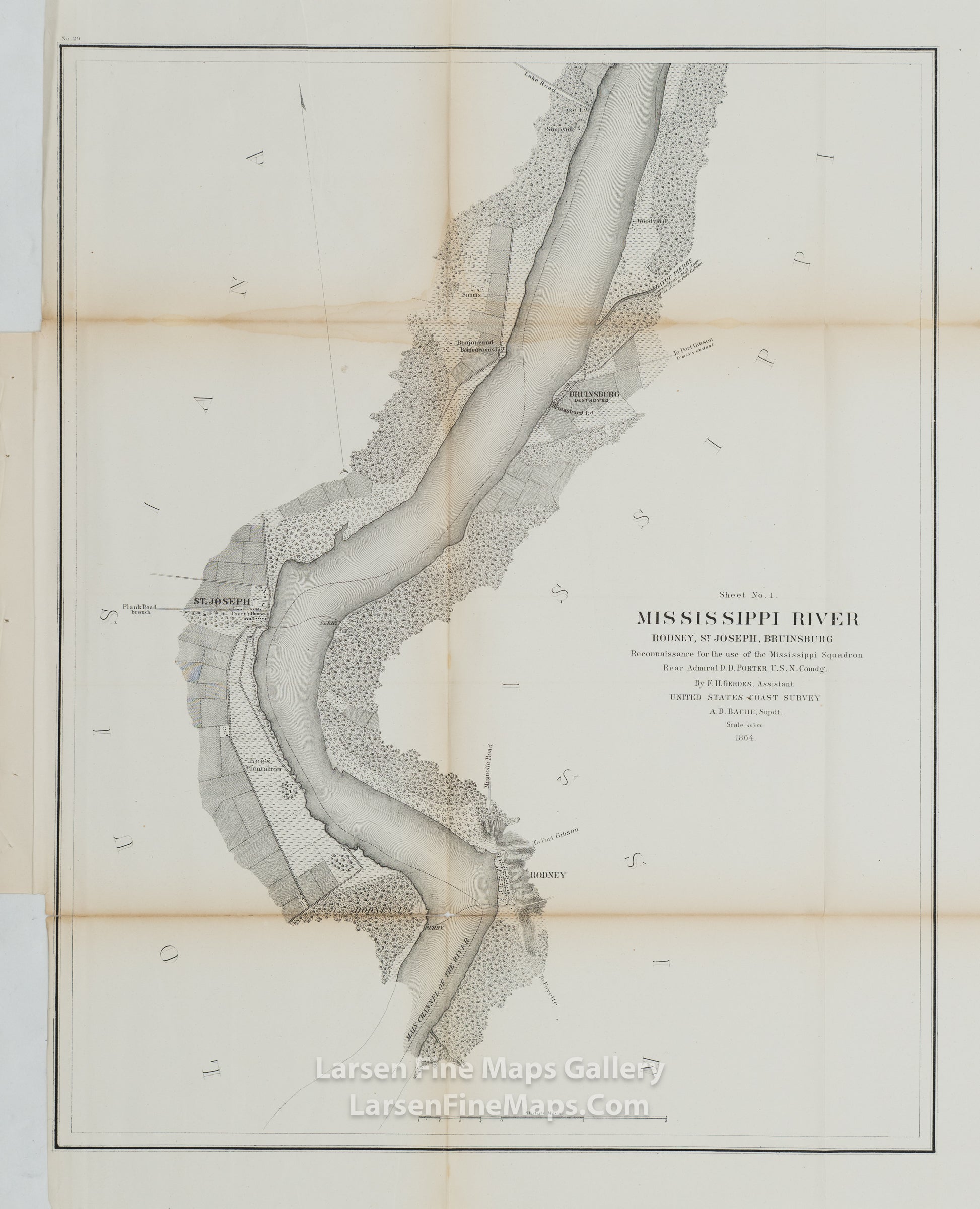 Sheet No. 1. Mississippi River Rodney, St. Joseph, Bruinsburg U.S. Coast Survey