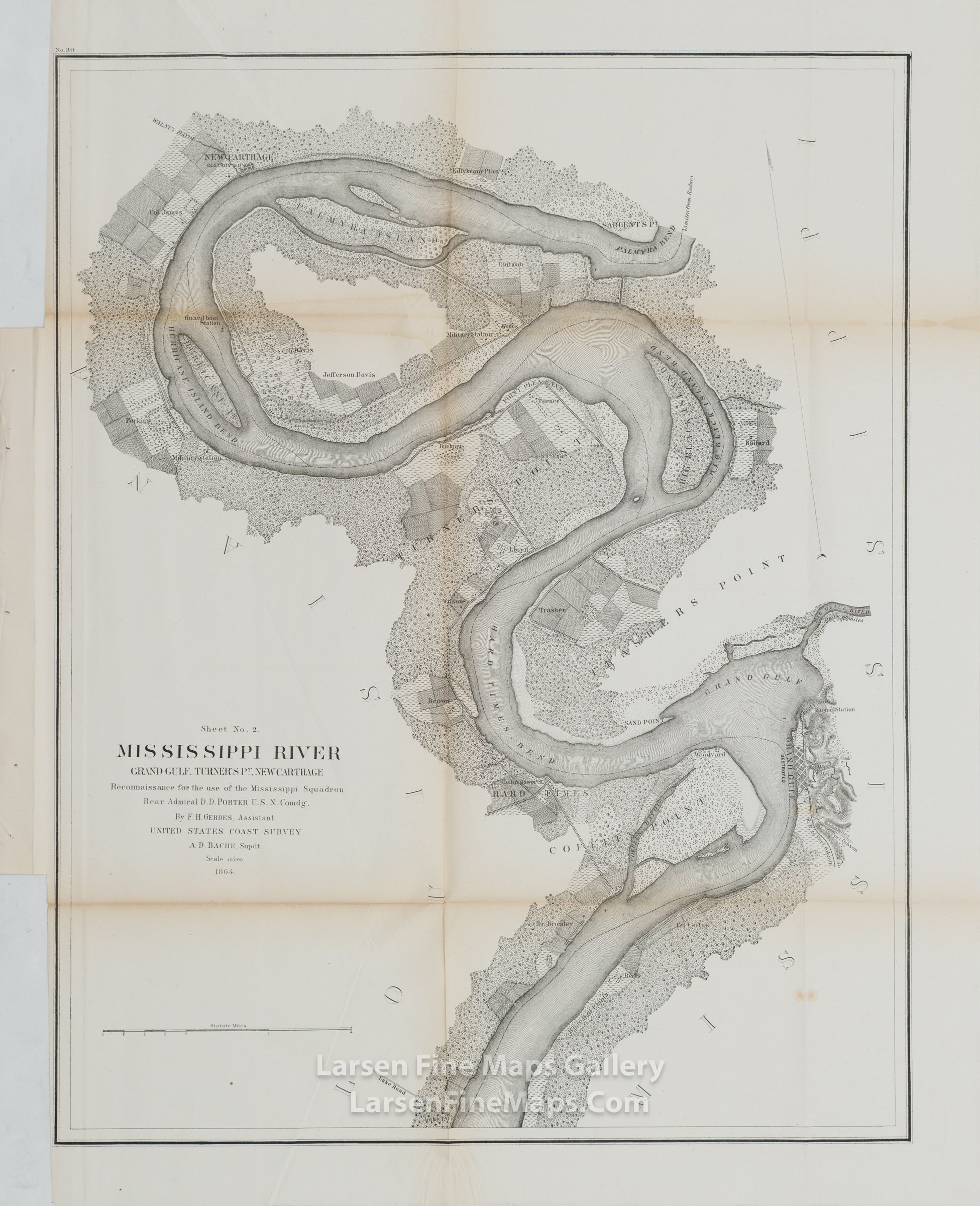 Sheet No.2. Mississippi River Grand Gulf. Turner's Pt., New Carthage U.S. Coast Survey