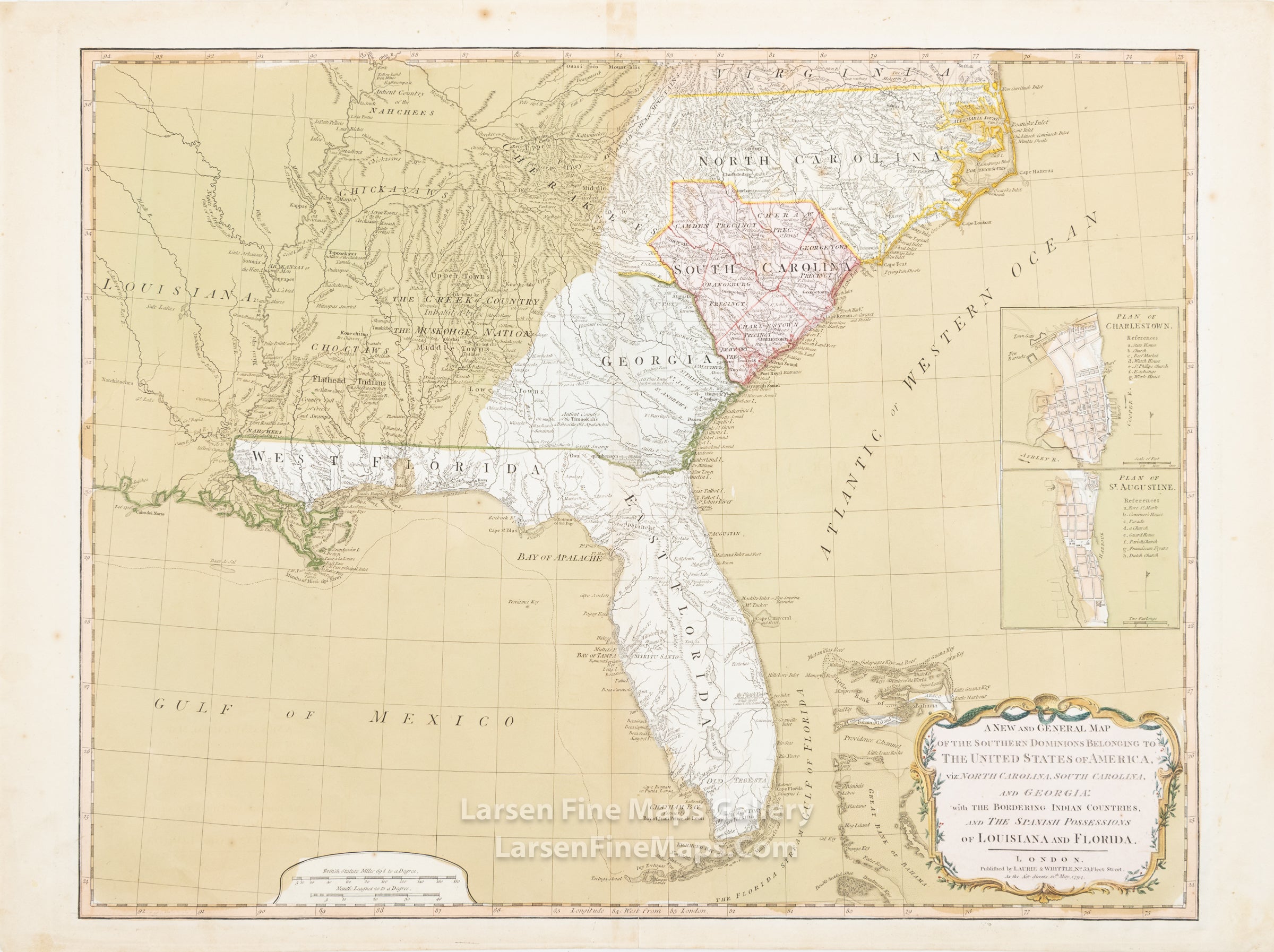 A New and General Map of The Southern Dominions Belonging to The United States of America, Robert Laurie, James Whittle