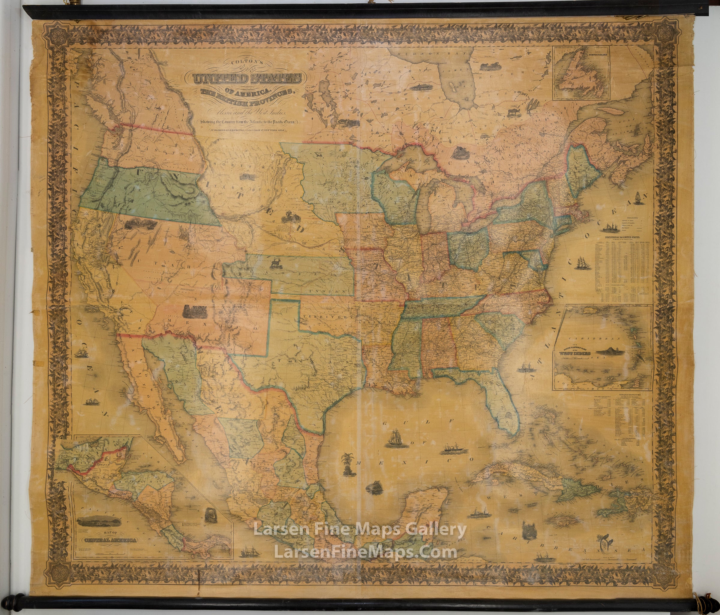 Colton's Map of The United States of America, The British Provinces, Mexico and the West Indies. Showing the Country from the Atlantic to the Pacific Ocean.