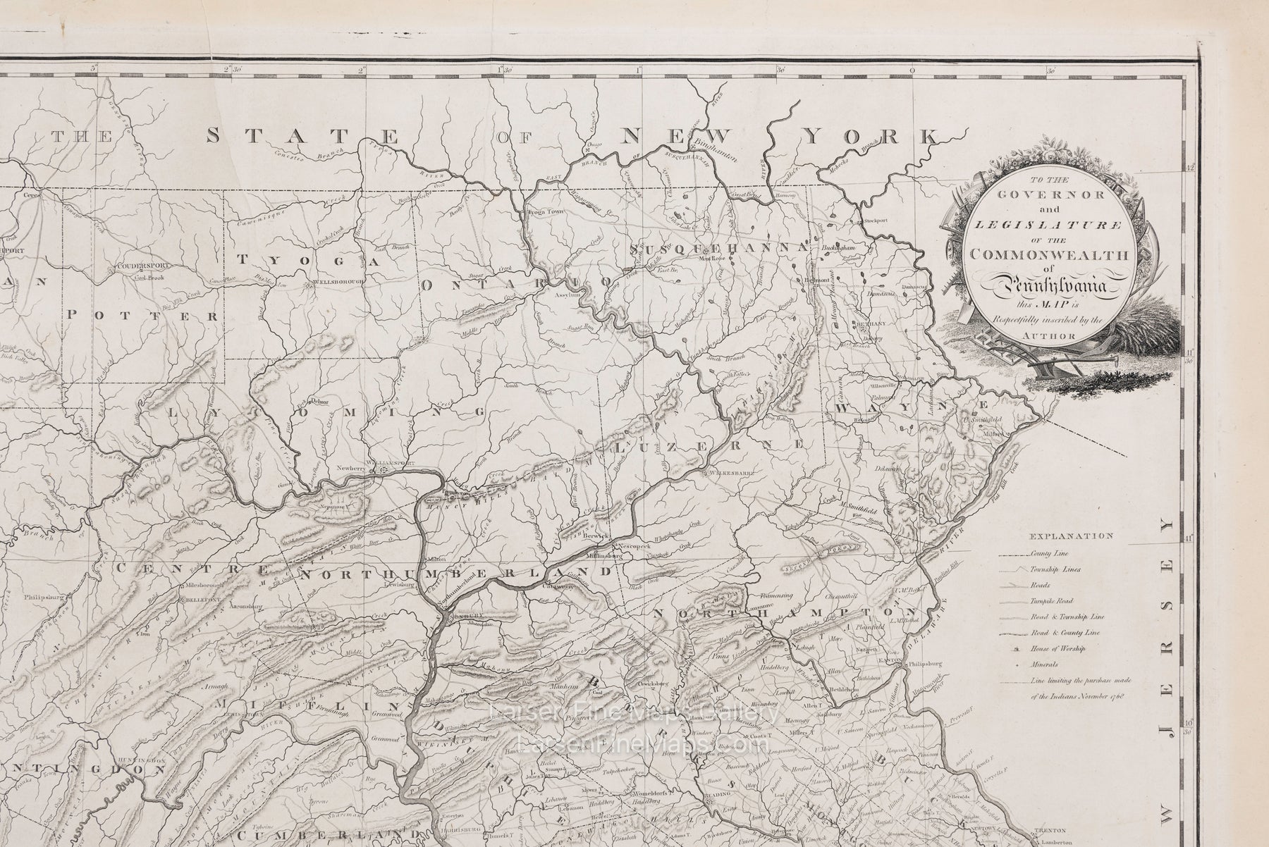 A Map of the State of Pennsylvania by Reading Howell, MDCCCXI, Kimber Conrad  Johnson  Warner, J. Vallance, Example-4