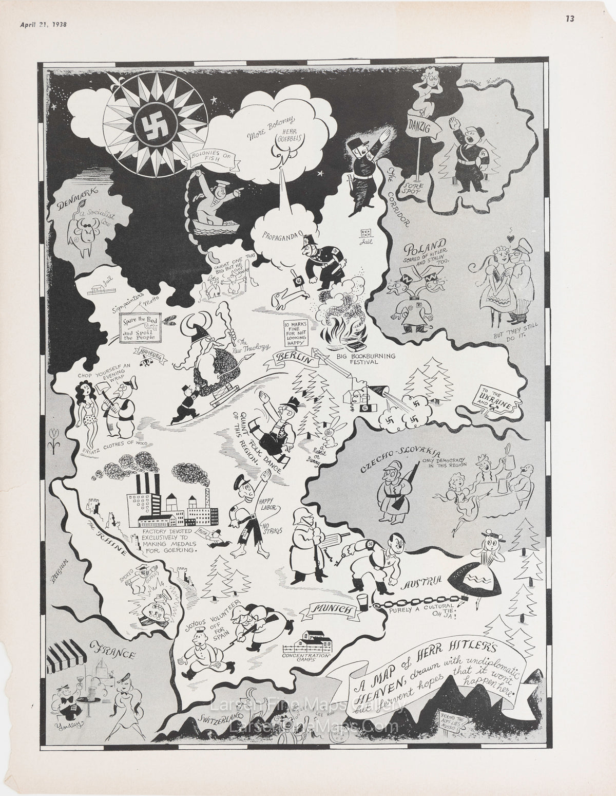 A Map of Herr Hitler's Heaven, drawn with undiplomatic but fervent hopes that it won't happen here. Yardley, Richard Q. Ken Magazine